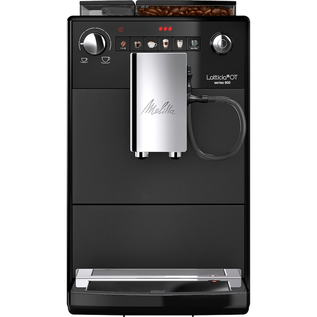 Melitta Kaffeevollautomat »Latticia® One Touch F300-100, schwarz«, Doppelte Milchaufschäumung, kompakt, aber XL Wassertank & XL Bohnenbehälter