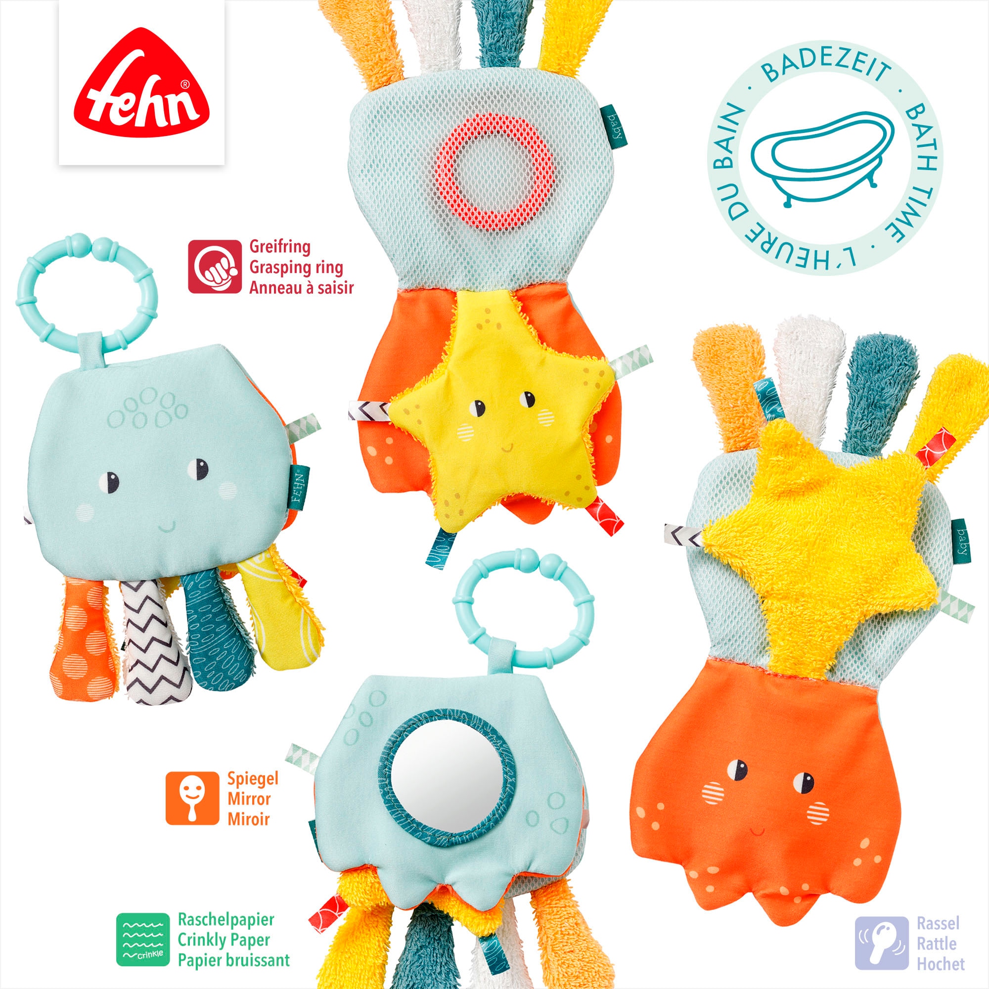 Fehn Badespielzeug »Plansch & Play,Badebuch Oktopus«, mit Befestigungsring
