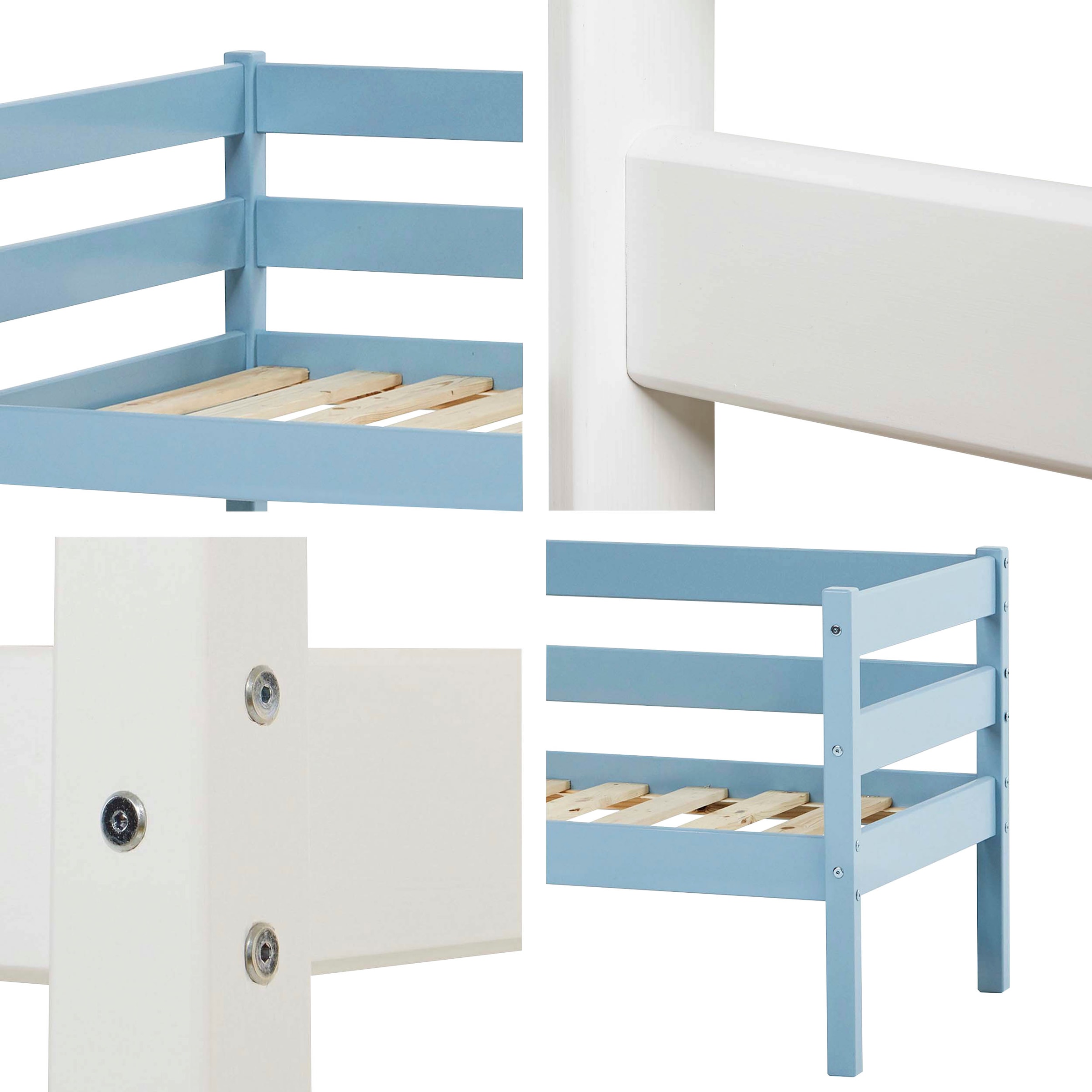 Hoppekids Einzelbett »ECO Comfort Kinderbett, Kiefer Massivholz, Jugendbett inkl. Rollrost«, 70x160 cm, wahlweise in verschieden Farben/ Matratze/ Absturzsicherung
