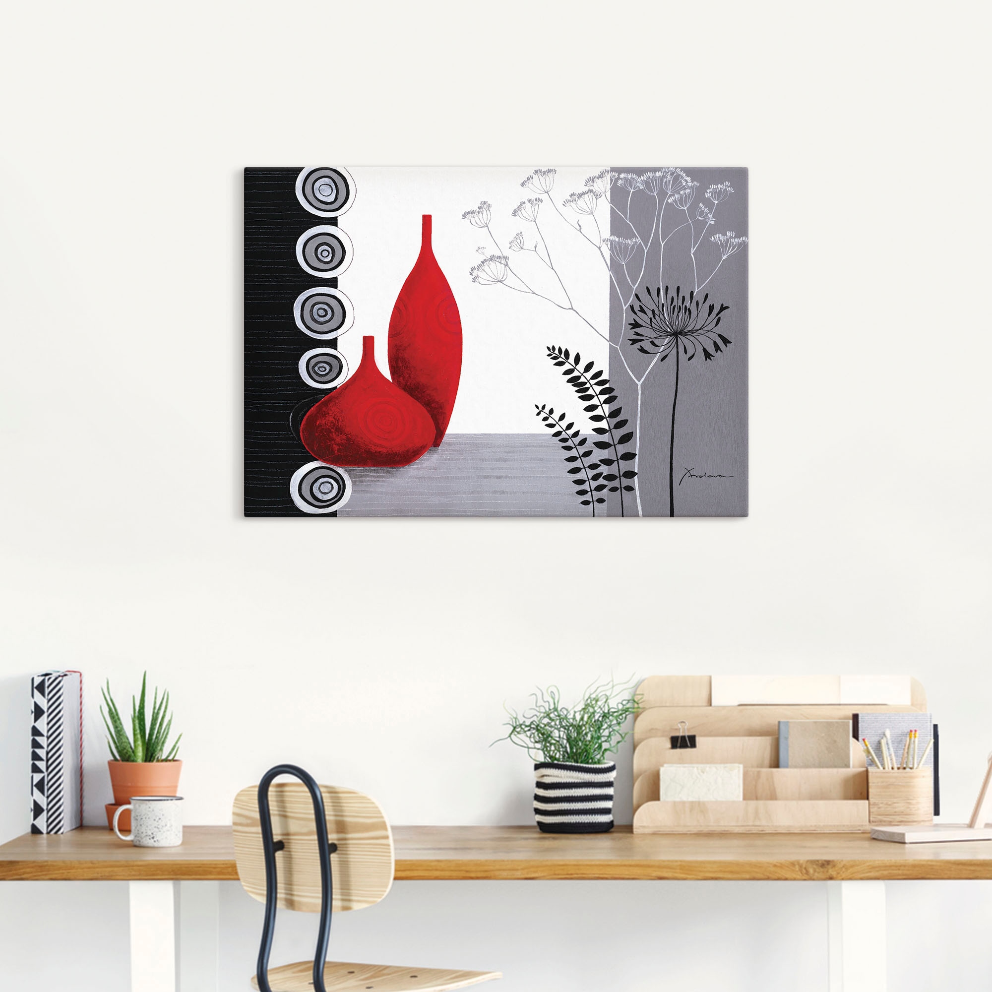 Artland Wandbild »Rote Vasen«, Vasen & Töpfe, (1 St.), als Leinwandbild, Poster in verschied. Größen