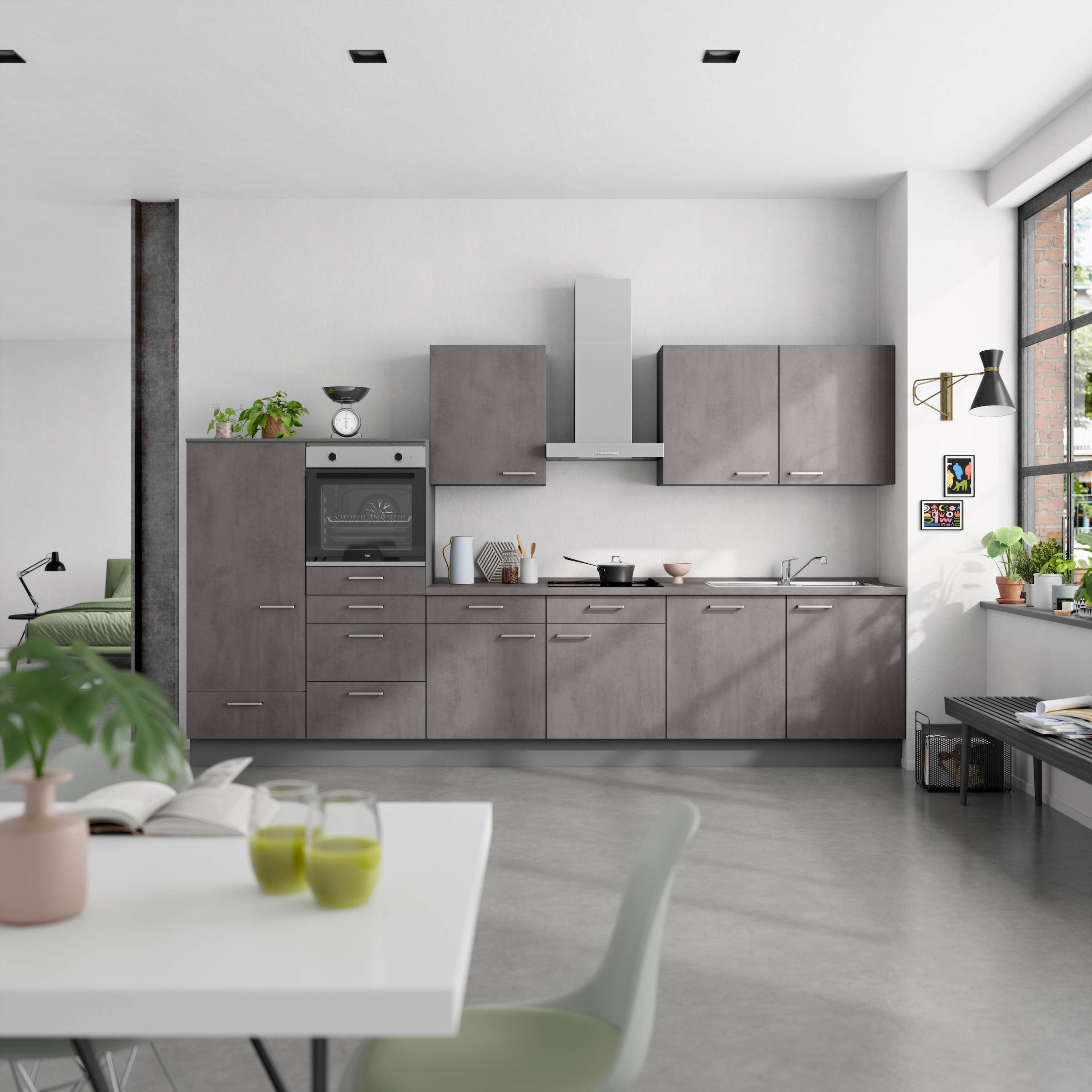 nobilia® Küchenzeile »"Riva I"«, vormontiert, Ausrichtung wählbar, Breite 360 cm, wahlw. mit E-Geräten