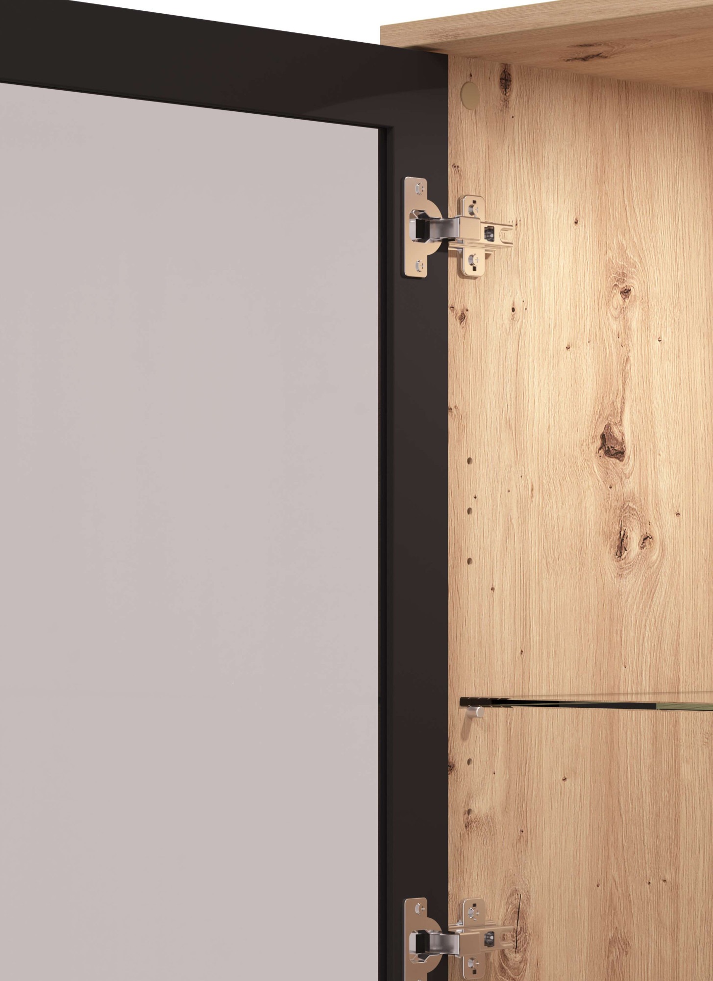 Home affaire Vitrine »Mayenne Vitrinenschrank, Standvitrine, Showcase, B/H: 54,5/195 cm«, Holztür mit Rillen-Optik, Glastür, Modernes Design