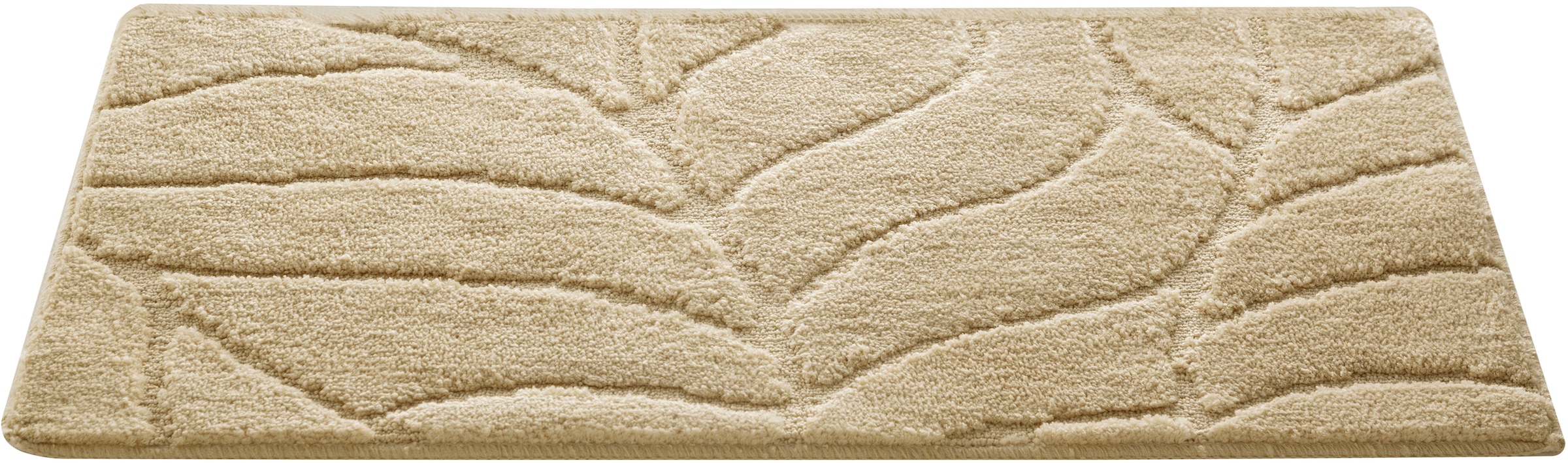 my home Badematte »Epense, Badvorleger, Badezimmer Teppich, Duschvorleger«, fußbodenheizungsgeeignet-schnell trocknend, Badteppich, Uni Farben, Blätter, Hoch-Tief Effekt