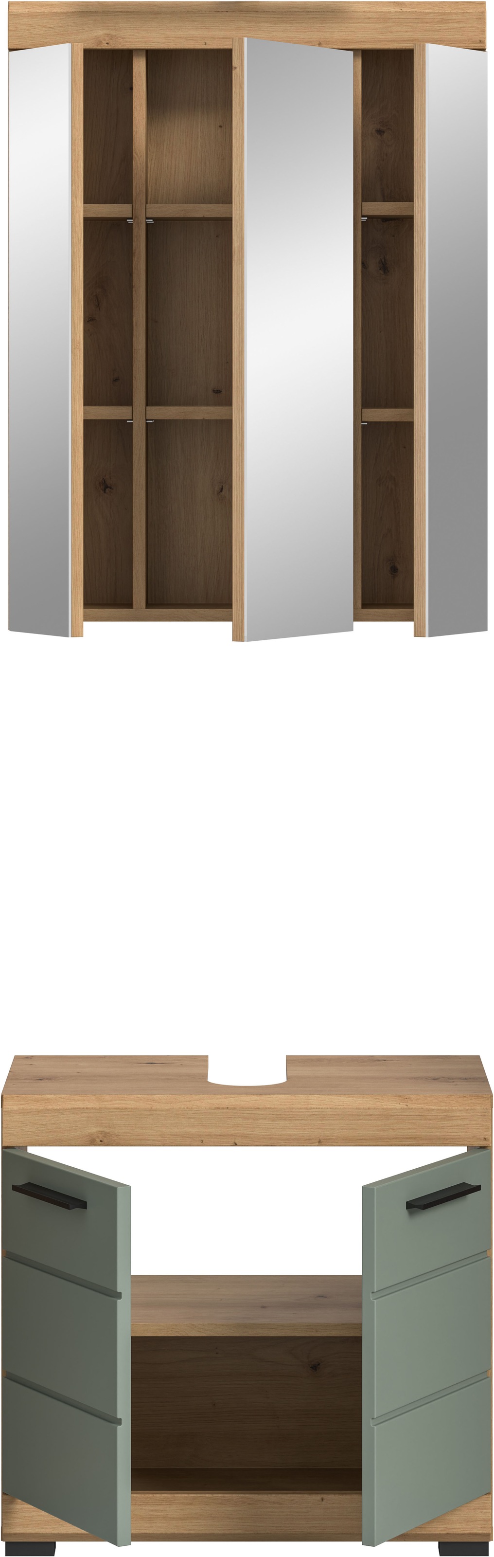 INOSIGN Badmöbel-Set »Siena, 2 tlg., bestehend aus: Waschbeckenunterschrank, Spiegelschrank«, (Set), in verschiedenen Farben erhältlich, Badmöbel, Kombination, Badezimmer