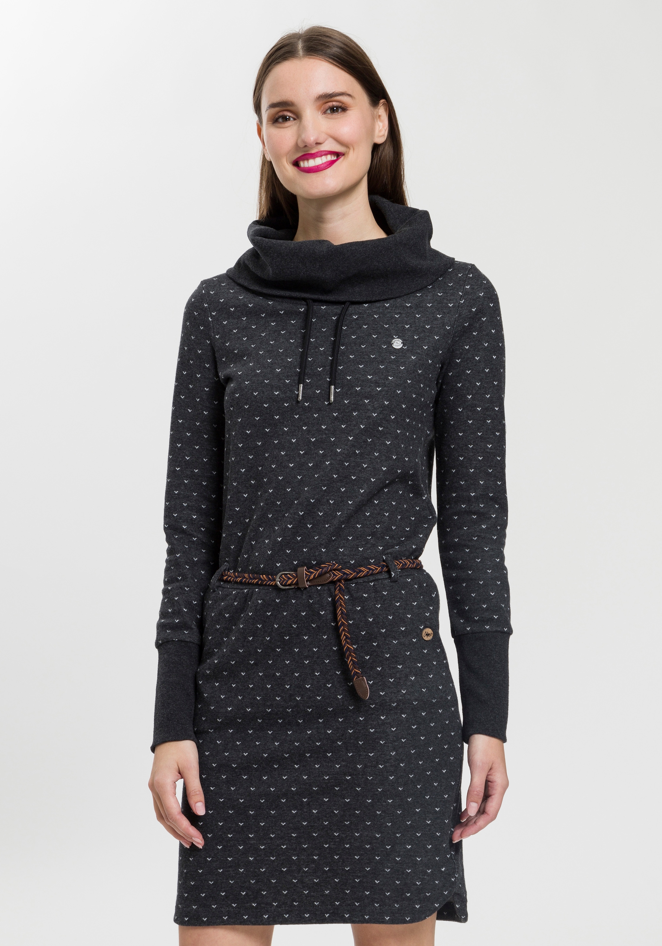 Ragwear Jerseykleid »TAG DOTS O«, Design im Gürtel), online mit kaufen (2 tlg., \