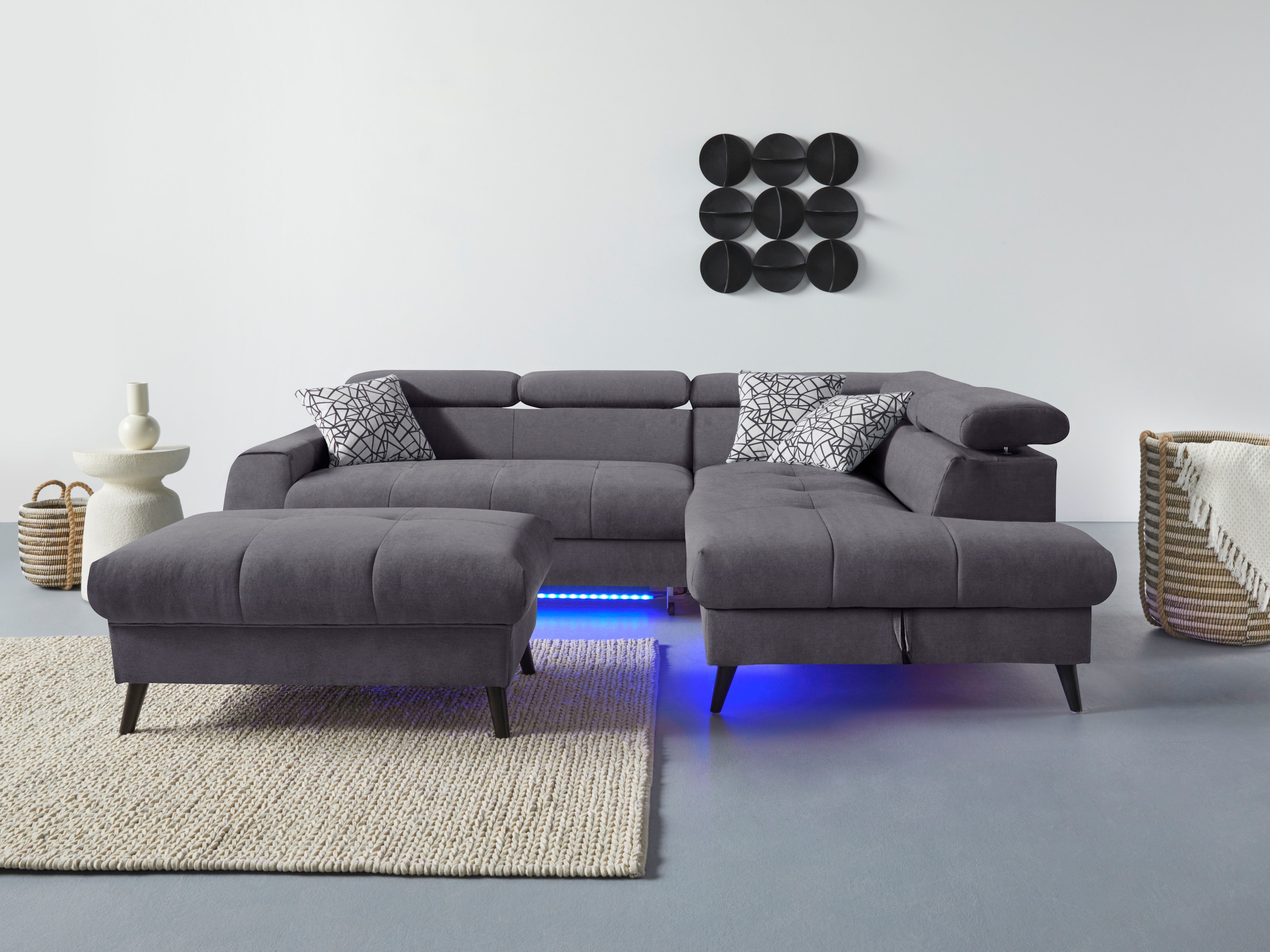 COTTA Ecksofa "Mia L-Form mit 3 Zierkissen" wahlweise mit Bettfunktion, Bet günstig online kaufen
