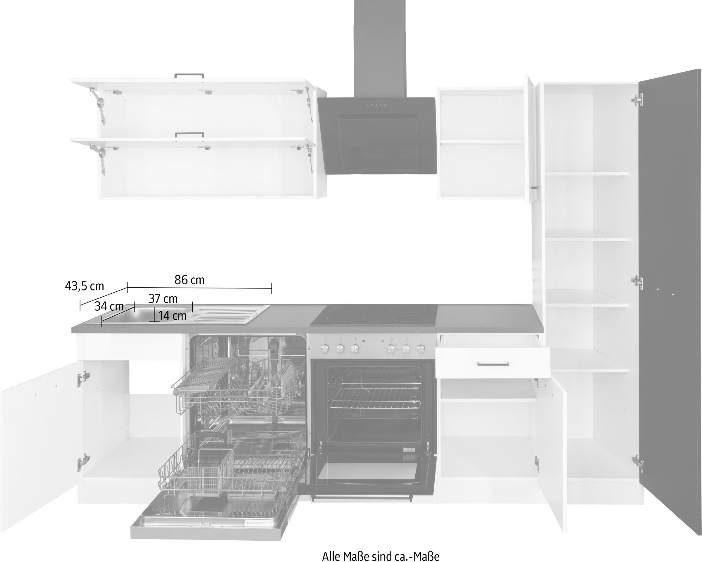 KOCHSTATION Küchenzeile »KS-Trier«, mit E-Geräten, Breite 270 cm