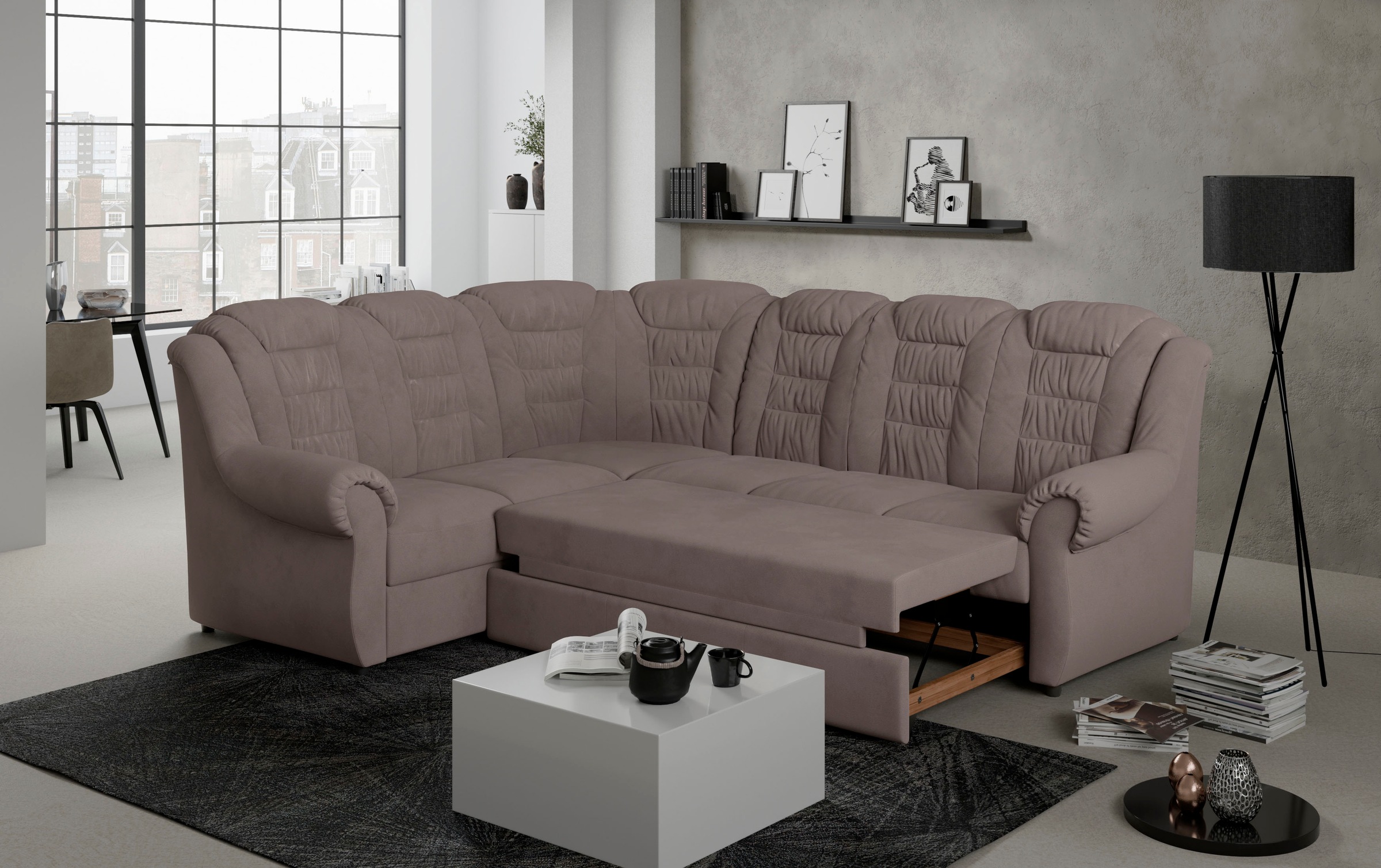 Home affaire Ecksofa »Boston L-Form«, mit hoher Rückenlehne, wahlweise mit günstig online kaufen