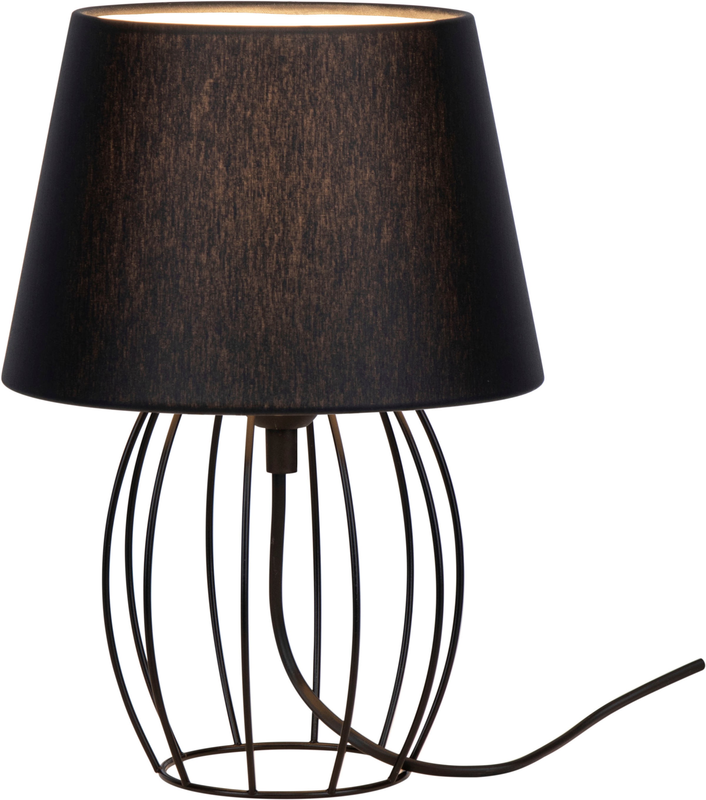 Places of Style Tischleuchte »Scafati«, 1 flammig, Leuchtmittel E27 | ohne Leuchtmittel, Tischlampe mit Stoffschirm schwarz, moderne Optik, Made in Europe