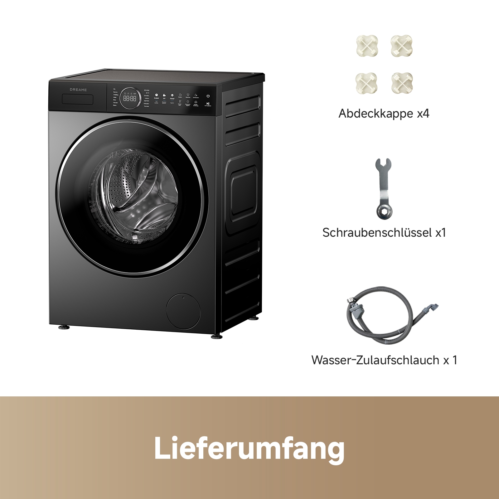 Dreame Waschmaschine »DWF10M70DAEU« 10 kg 1400 U/min Automatikpflege, Hygieneprogramm, Inverter-Motor
