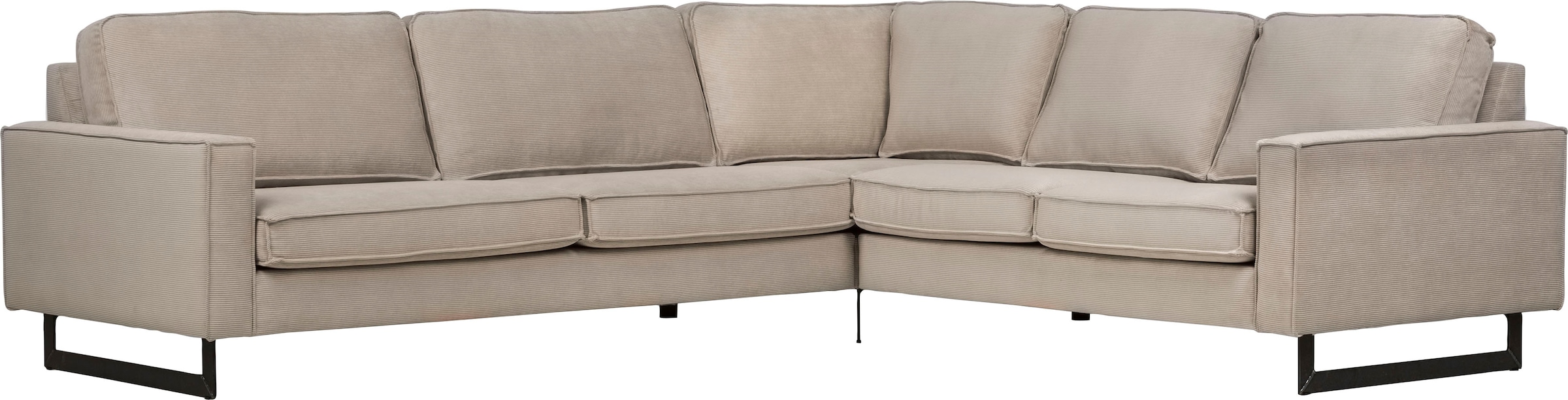 Places of Style Ecksofa »Pinto, XXL, 250/290 cm, langer Schenkel, Ottomane«, Cord, Chenille, Lederoptik, mit Keder, Metallfüße, Wellenunterfederung