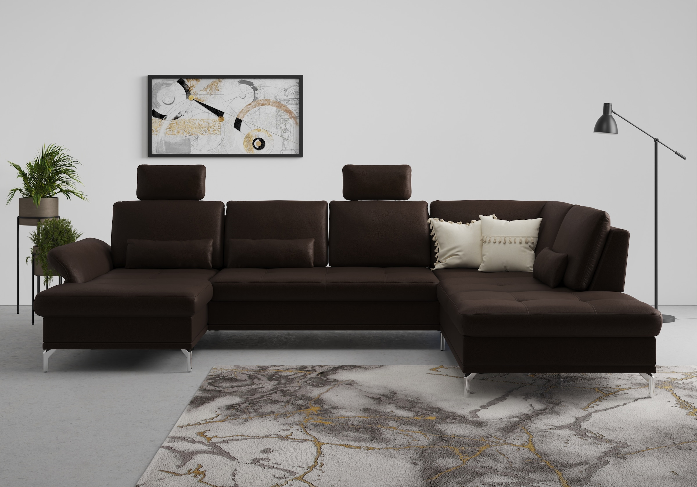 Home affaire Wohnlandschaft »Palm Beach U-Form« Federkern, mit Sitztiefenve günstig online kaufen