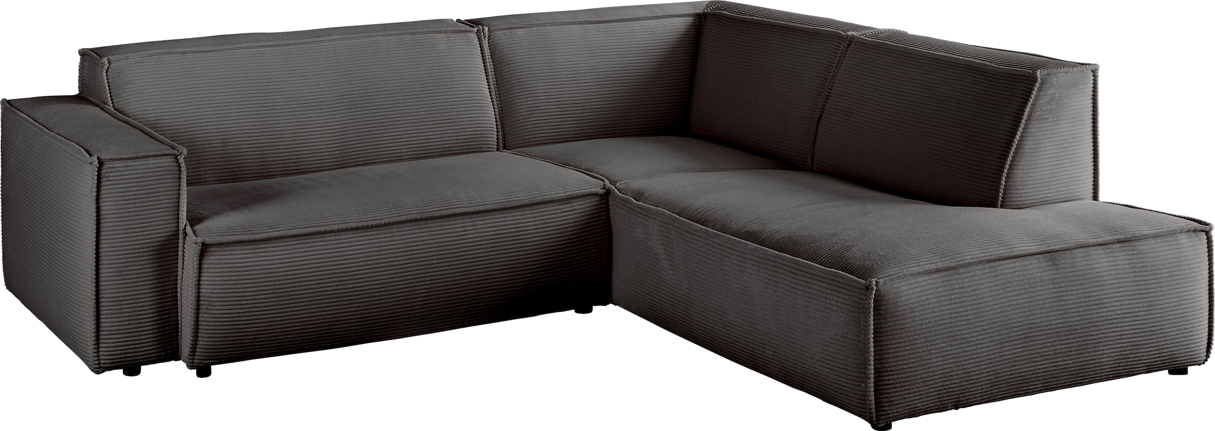 3C Candy Ecksofa »Matteo in elegant, kubischer Formensprache, bequem, L-Form«, mit auffälliger Kedernaht, Cord-Bezug, Lounge-Charakter