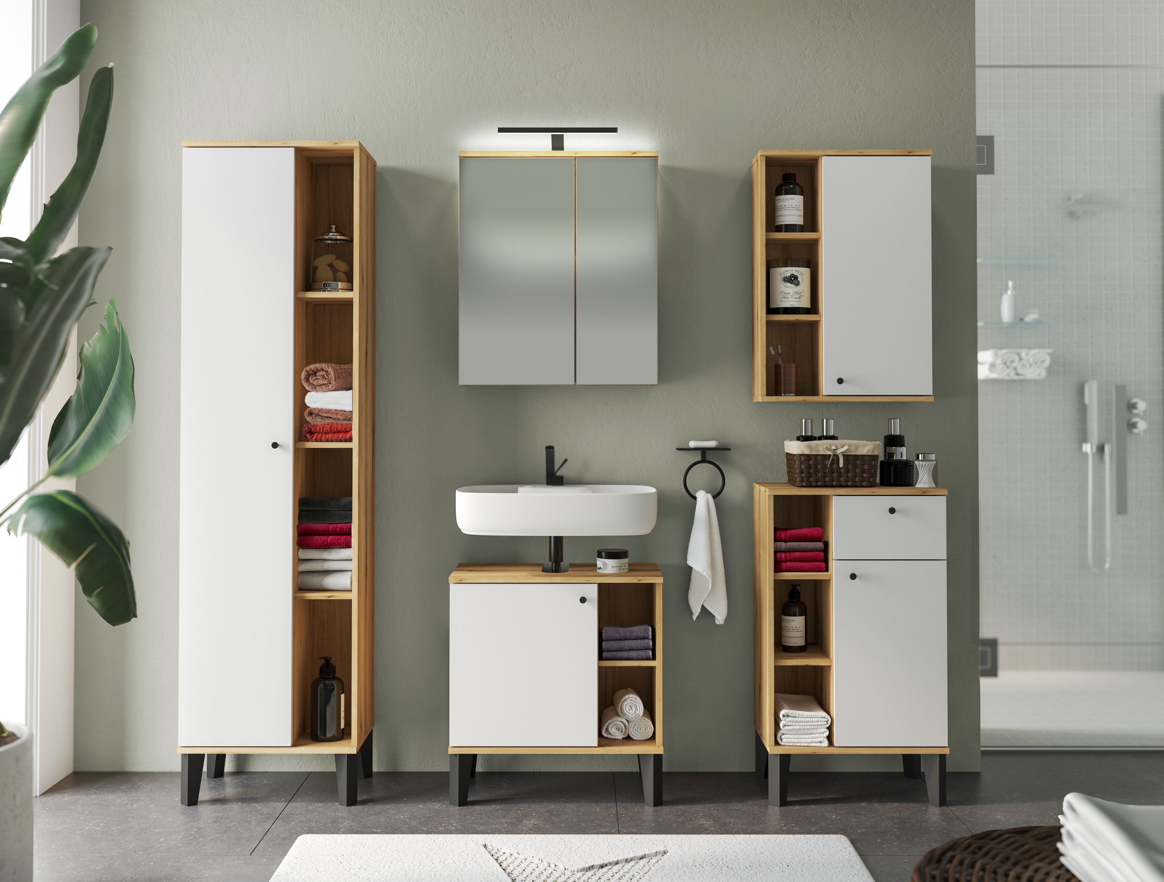 INOSIGN Badmöbel-Set »OSLO, Bad im skandinavischen Design, 5-teiliges Badez günstig online kaufen