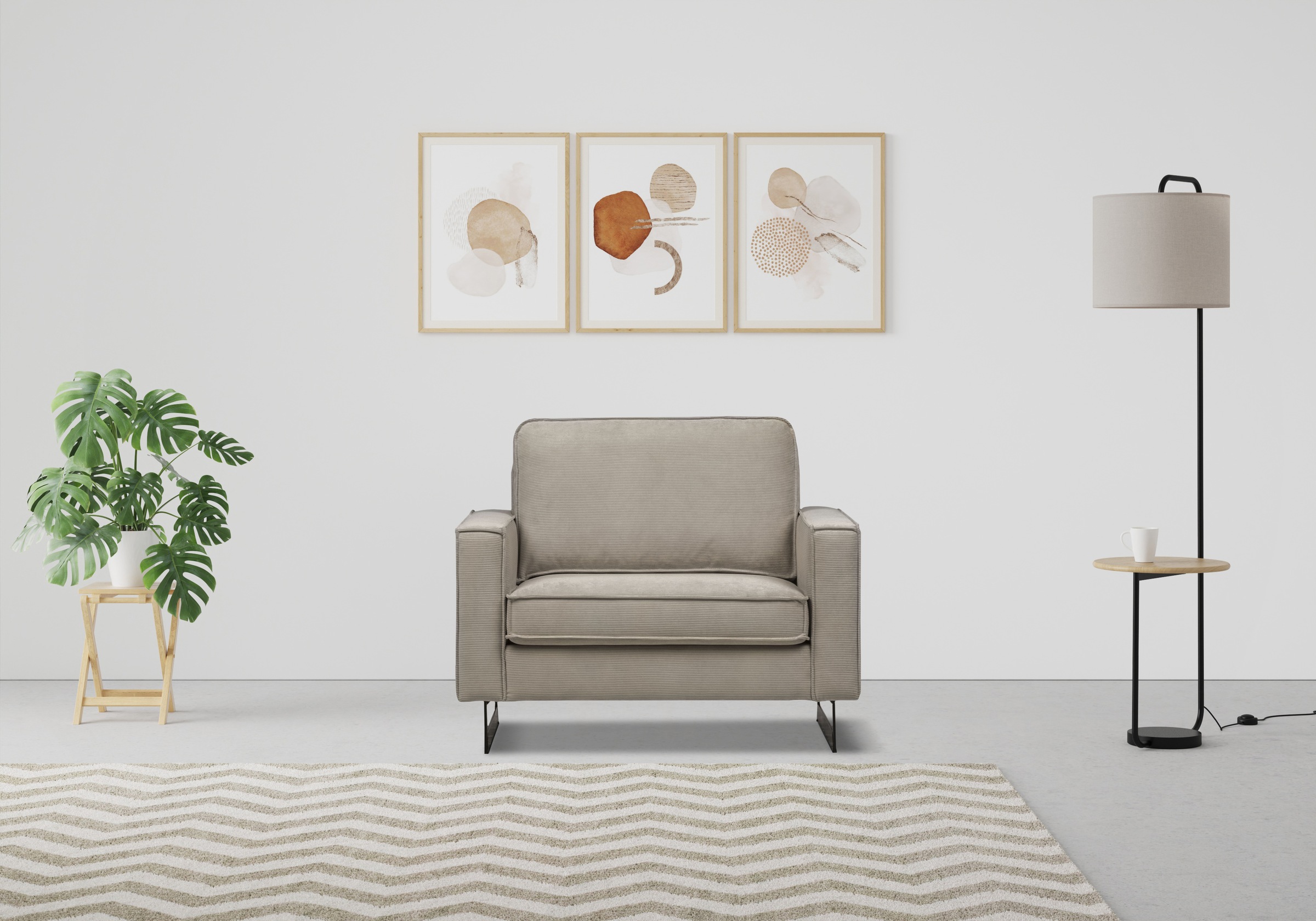 Places of Style Loveseat »Pinto«, mit Keder, Metallfüßen und auch in Cord Bezug erhältlich