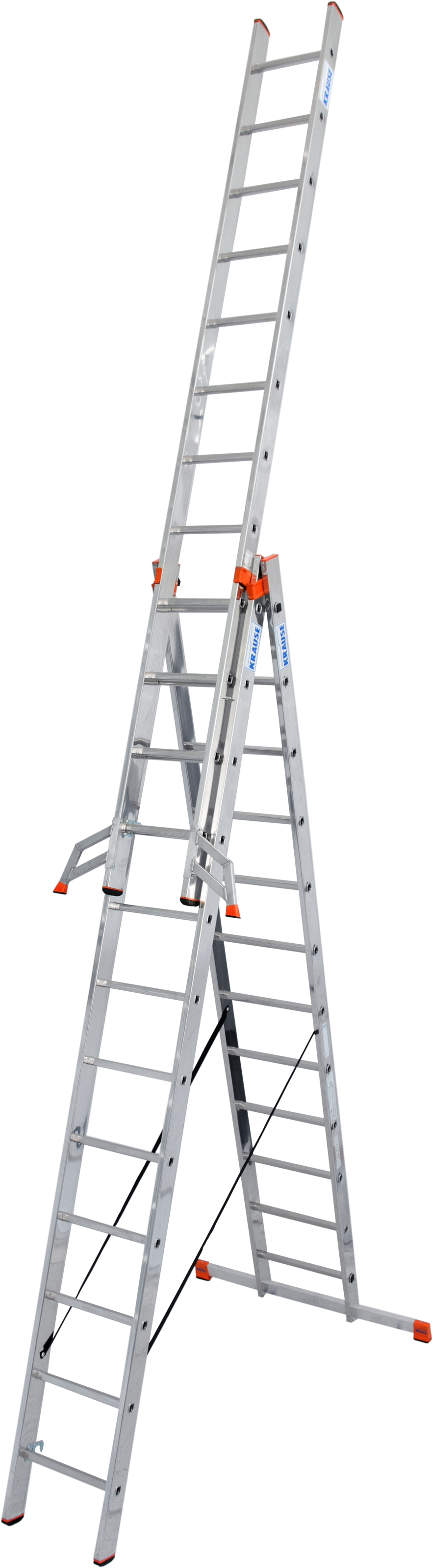 KRAUSE Vielzweckleiter »Tribilo« Alu, 3x12 Sprossen, Arbeitshöhe ca. 930 cm aluminiumfarben B/H/L: 48 cm x 23 cm x 355 cm