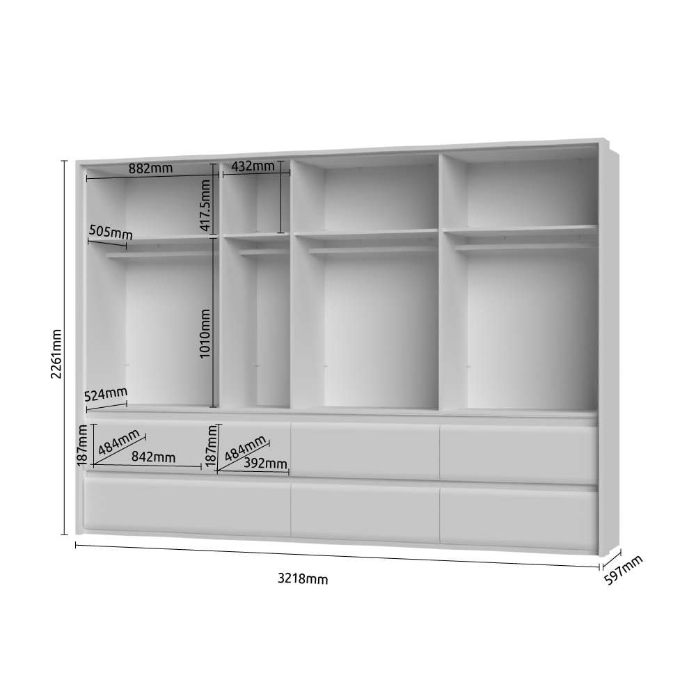 Places of Style Kleiderschrank »Invictus, UV lackiert, FSC-zertifiziert, grifflose Optik«, (abgerundete Schubladen aus MDF im Holzdekor, soft-close), mit Beleuchtung und Spiegel, in 4 Breiten, hoher Schrank (226cm)