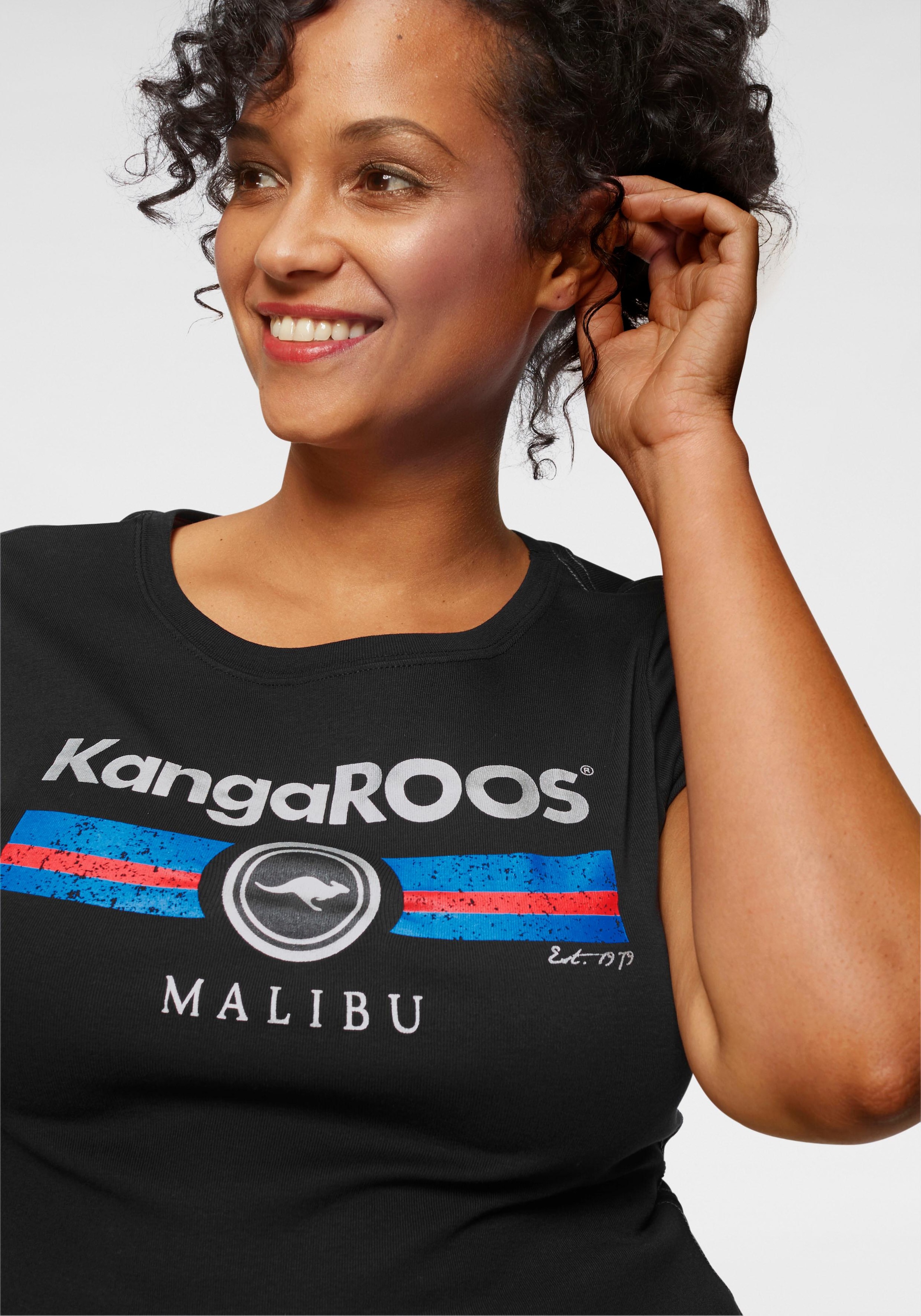 KangaROOS T-Shirt, Kurzarm, unifarben und bedruckt, Rundhalsausschnitt