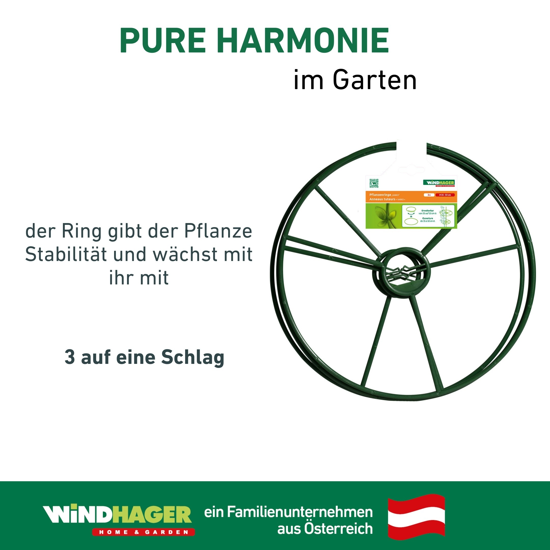 Windhager Rankhilfe »Pflanzenring STANDARD, Rankhilfe für Kletterpflanzen, Rankgitter« Pflanzenring 40 cm, 3 Stück, grün