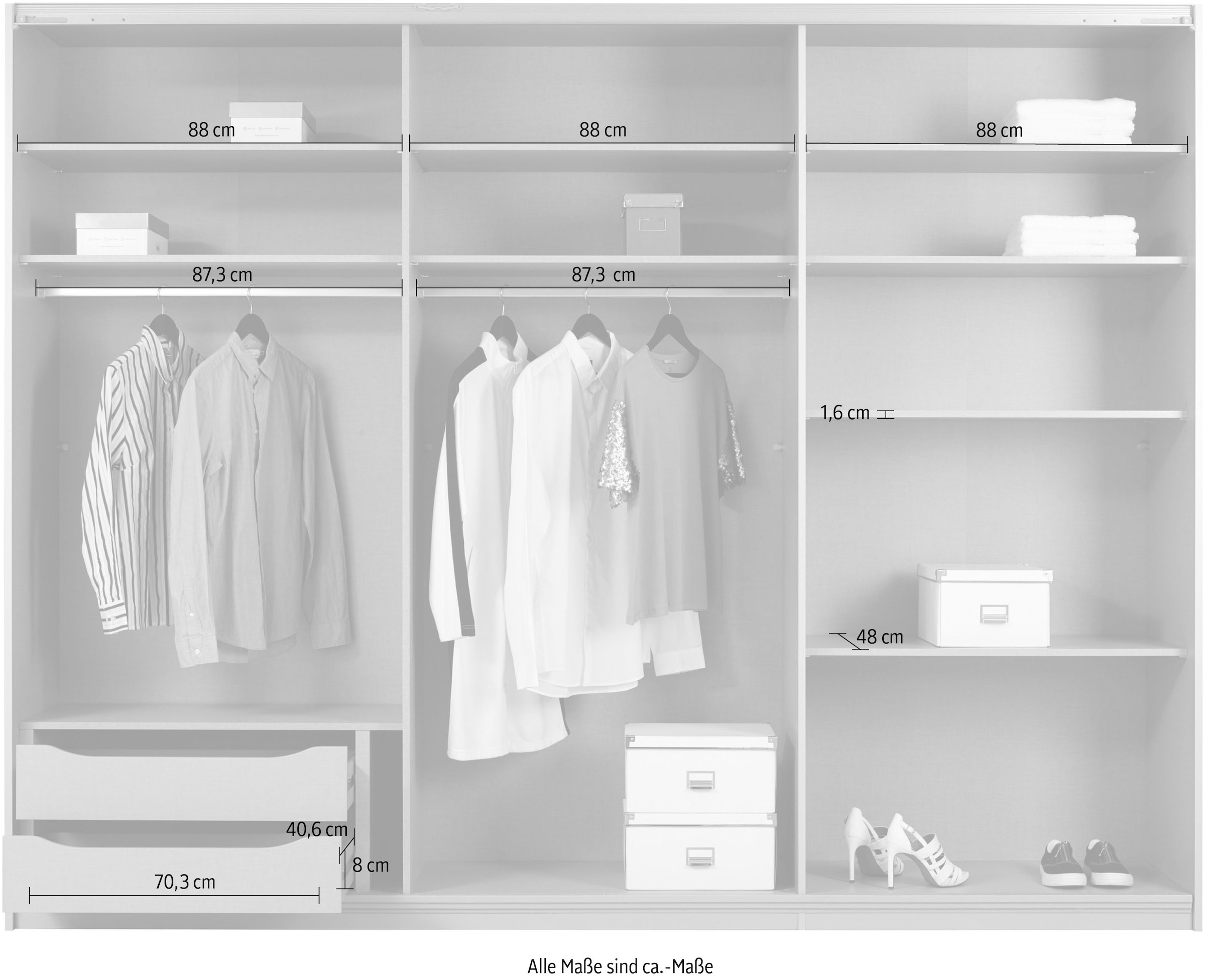 rauch Schwebetürenschrank »Kleiderschrank Schrank Garderobe ORACLE mit Spiegelfront«, inkl. Schubladen-Einsatz und extra Einlegeböden MADE IN GERMANY