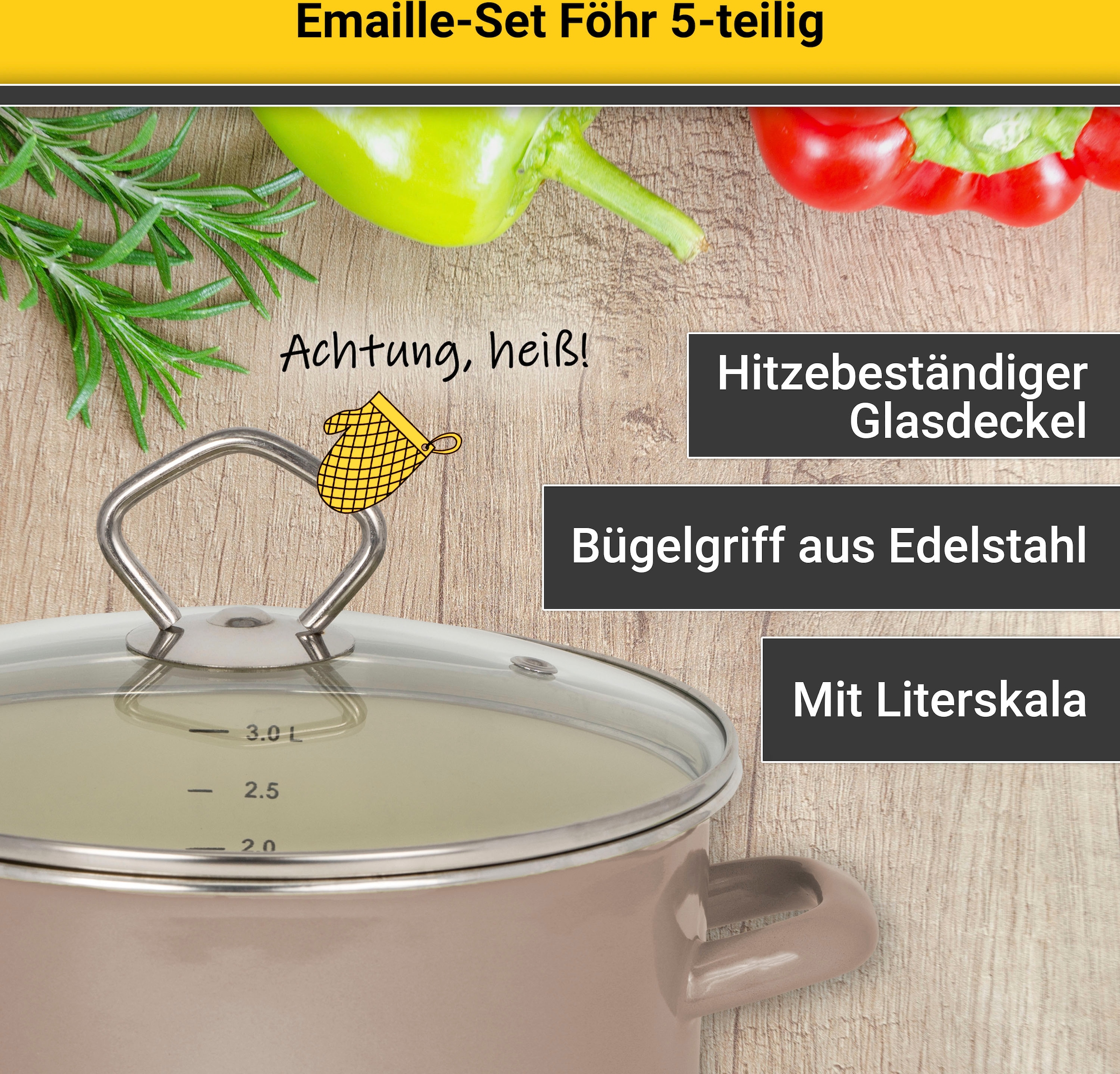Krüger Topf-Set »Föhr«, Emaille, (Set, tlg.), Induktion 8 bestellen online