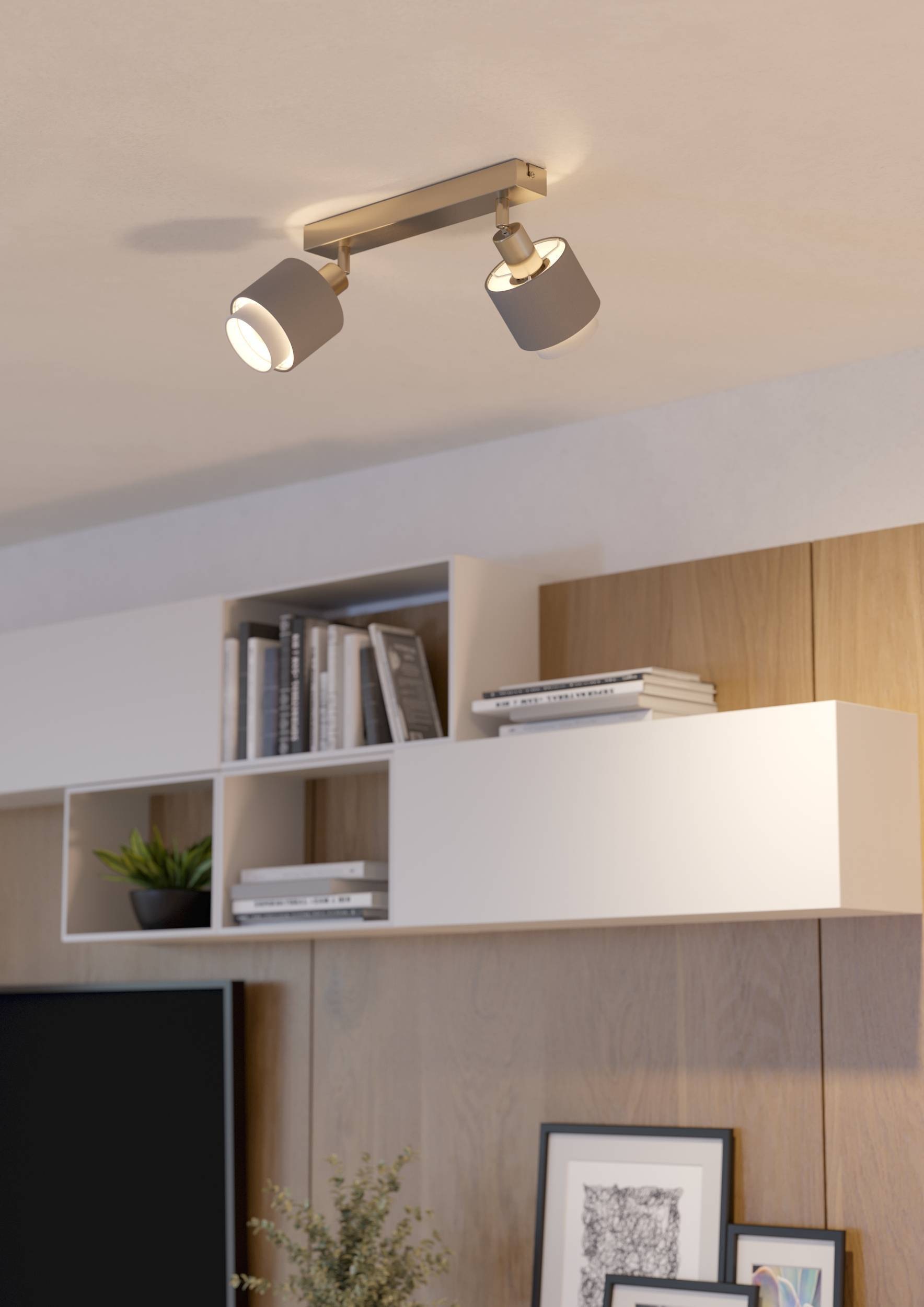 EGLO Deckenleuchte »Bellizzi Deckenstrahler schwenkbar, grau und weiß, E14, Küchenlampe« E14 1 Stk. Spot - L31 x B9 x H18,5 cm - nickel-matt - 2X7,5W exkl.