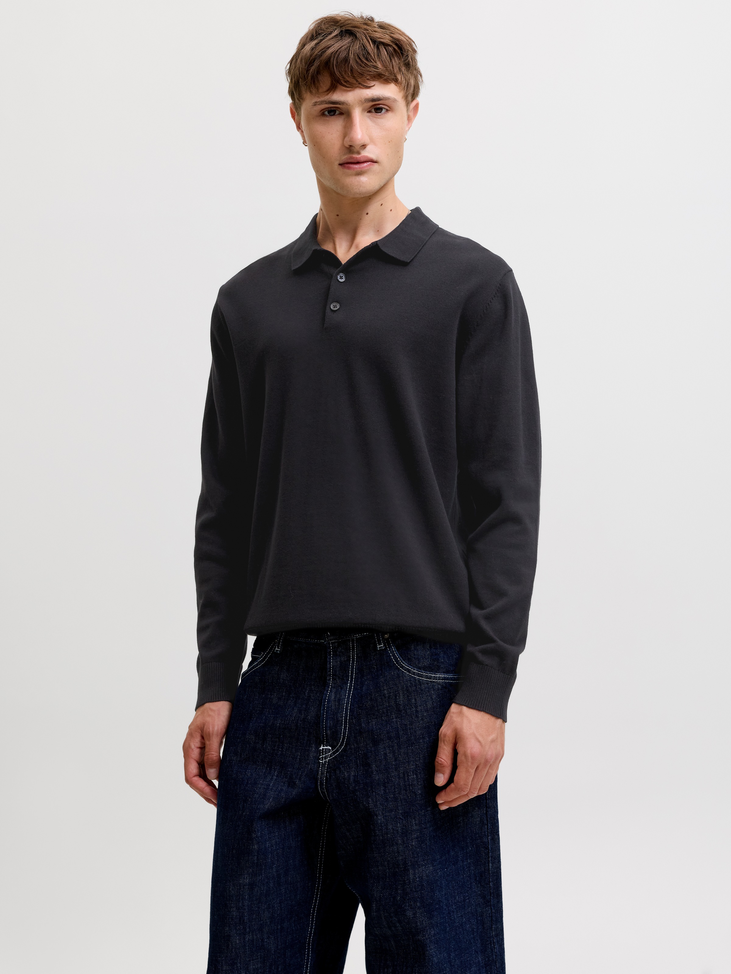 Jack & Jones Polokragenpullover »JJEBASIC KNIT LS POLO SN« Baumwolle, normal geschnitten