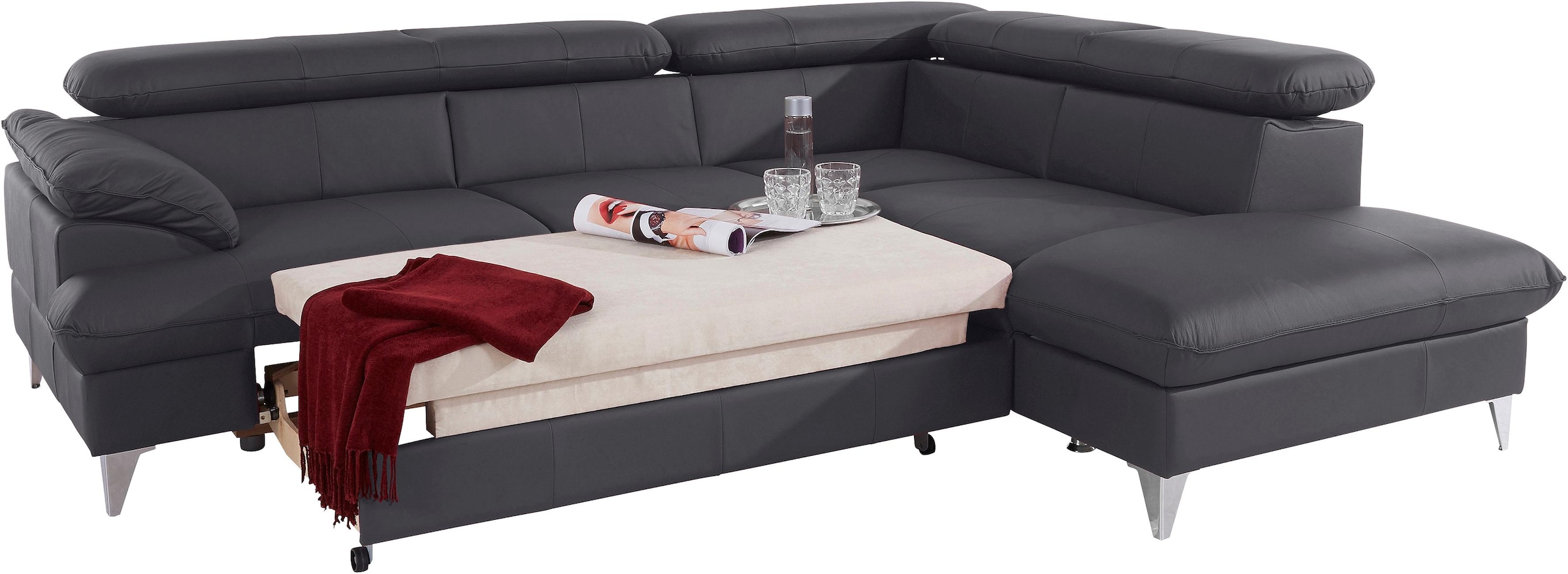 COTTA Ecksofa »Caluso L-Form«, mit Kopfteilverstellung, wahlweise mit Bettfunktion & Bettkasten