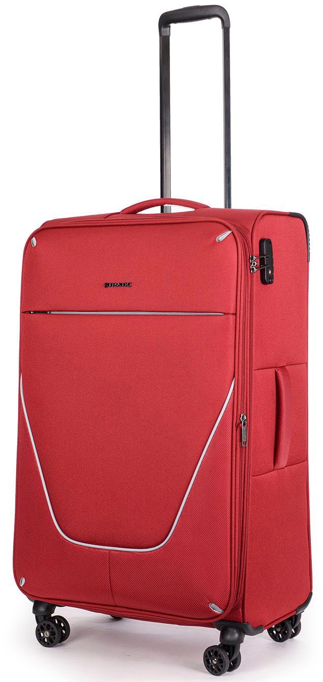 Stratic Weichgepäck-Trolley »Strong L, redwine«, 4 Rollen, Reisekoffer großer Koffer Aufgabegepäck TSA-Zahlenschloss