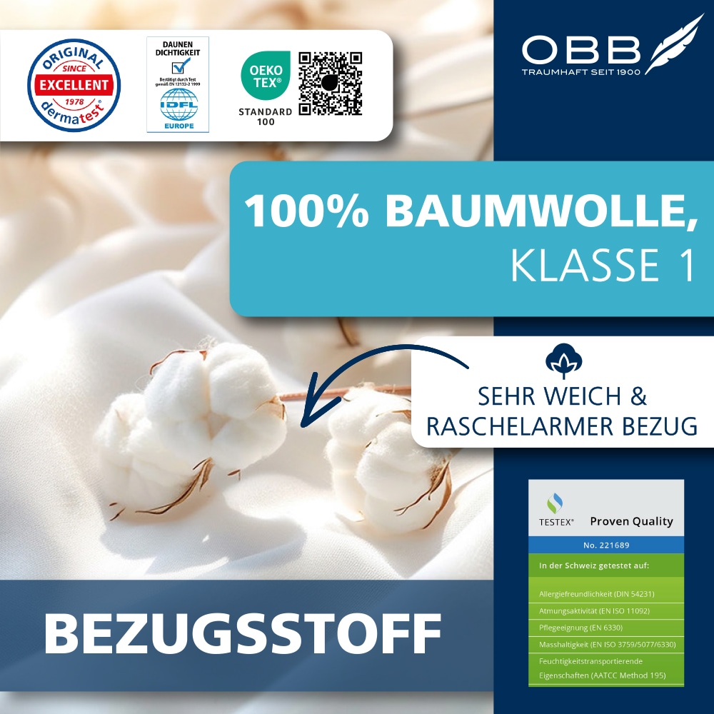 OBB Daunenbettdecke »Edition 125 Jahre, Bettdecken für Sommer und Winter« extraleicht Füllung 90% Daunen, 10%Federn 1 Stk. tlg. Bettdecke 135x200 cm, 155x220 cm & weitere Größen, Made in Germany