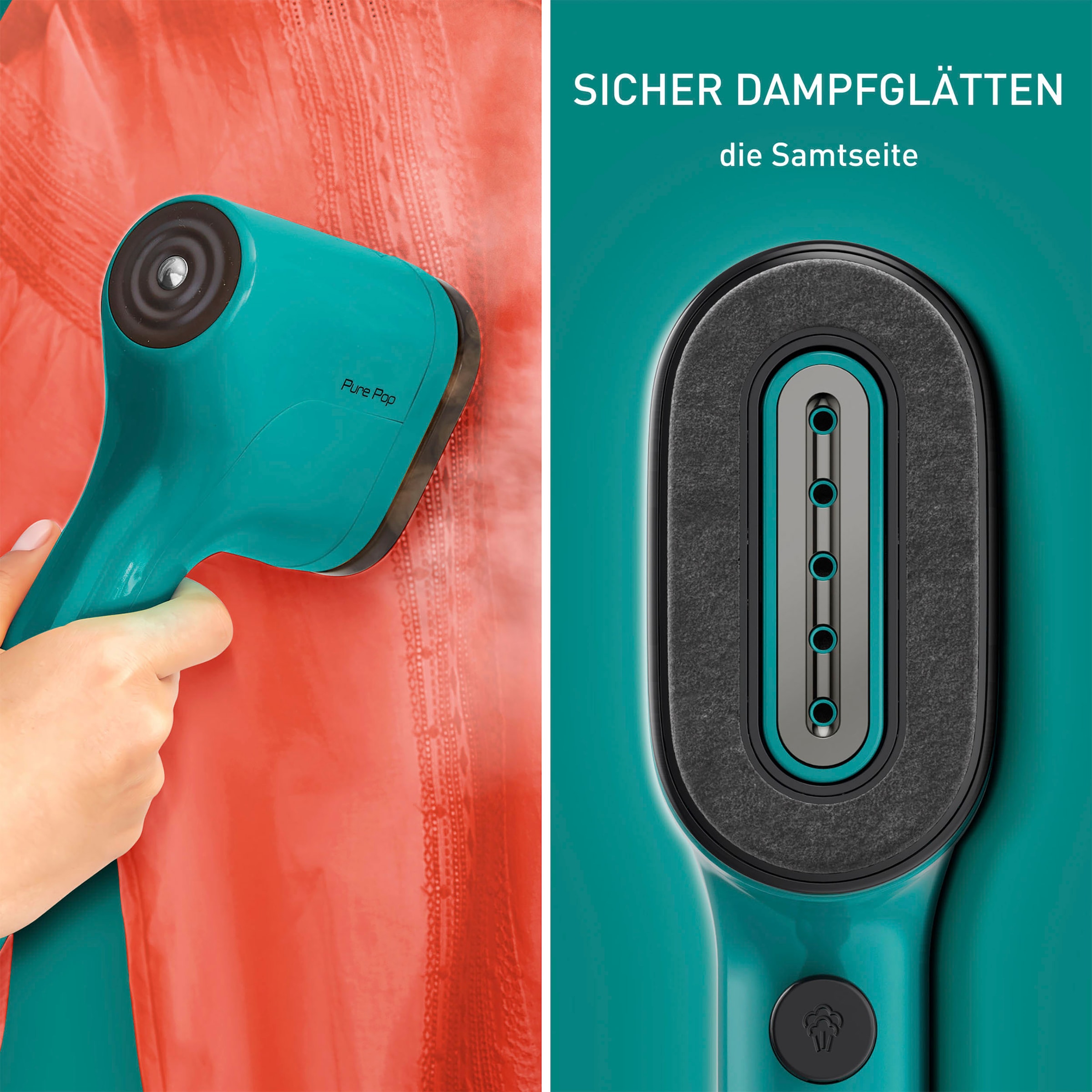 Tefal Dampfbürste »Pure Pop«, 1300 W, entfernt bis zu 99,99% der Viren/Bakterien/Keime