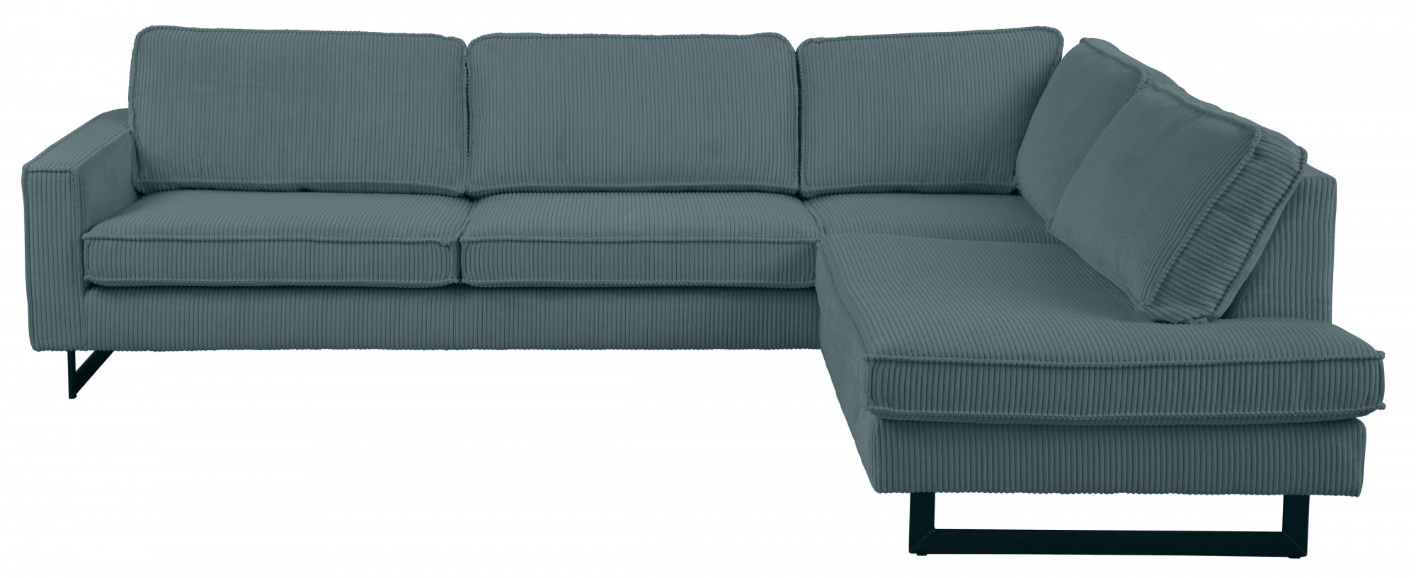 Places of Style Ecksofa »Pinto, 290 cm, Cord, Chenille, Lederoptik, Ottomane links / rechts«, mit Keder, schwarze Metallfüße, Wellenunterfederung