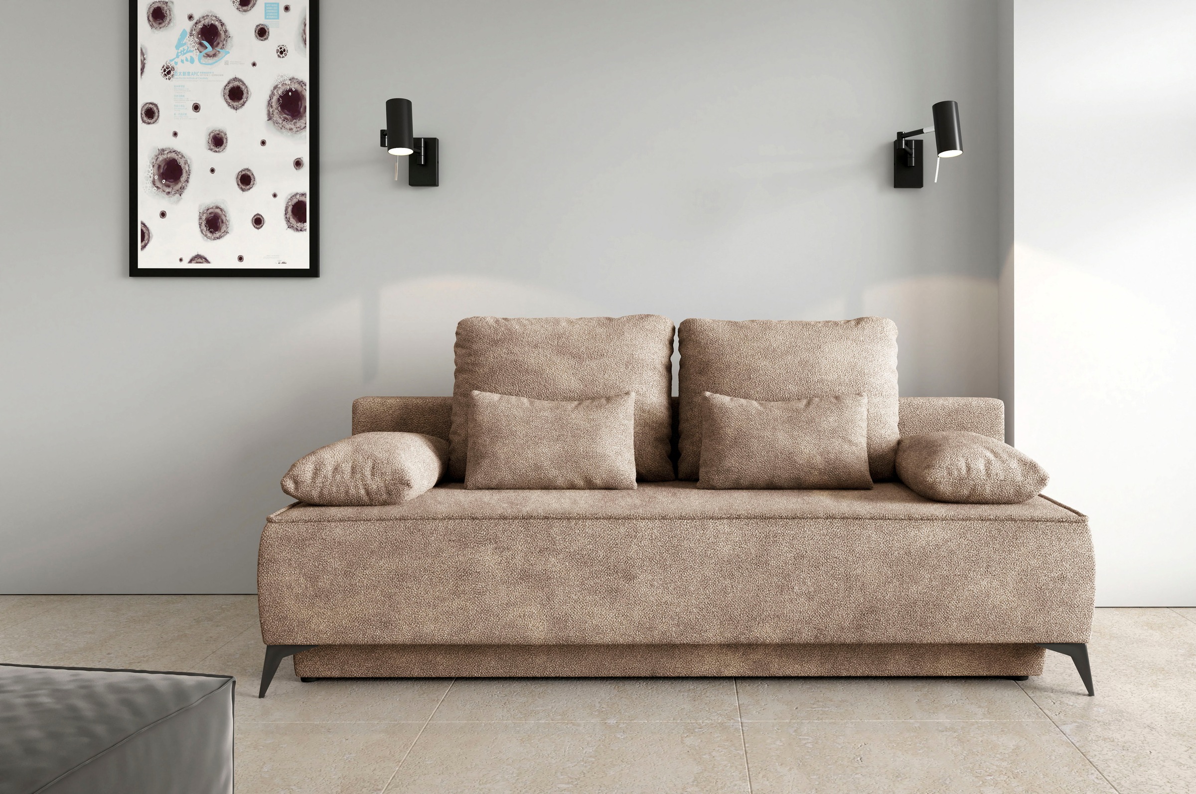 WERK2 Schlafsofa »Indira Samtvelour Boucle Bezug, Breite 206cm, Liegefläche günstig online kaufen