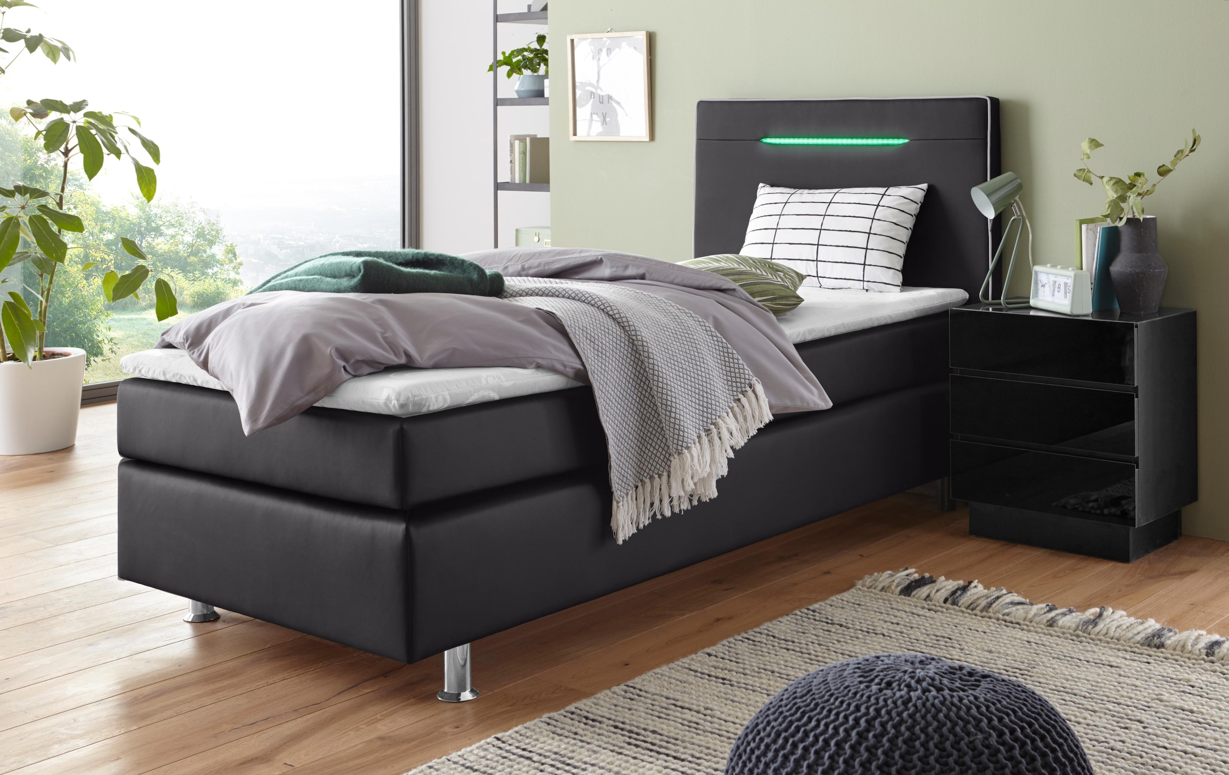 COLLECTION AB Boxspringbett, inkl. LED-Beleuchtung, Topper und Kissen