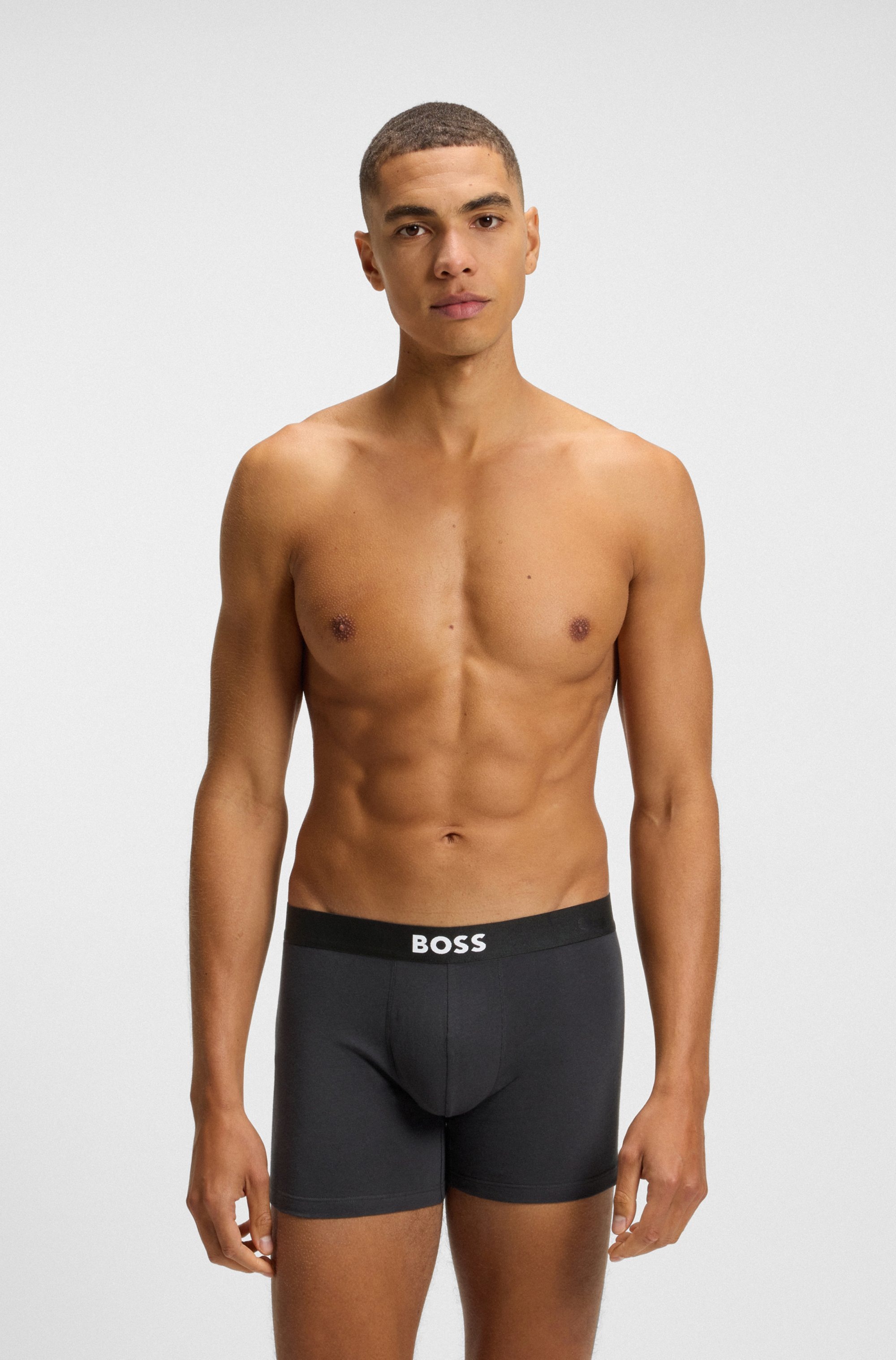 BOSS Trunk »BoxerBr3P BOSS ONE«, (3 St.), elastischer Bund mit Logo, teilweise gemsutert