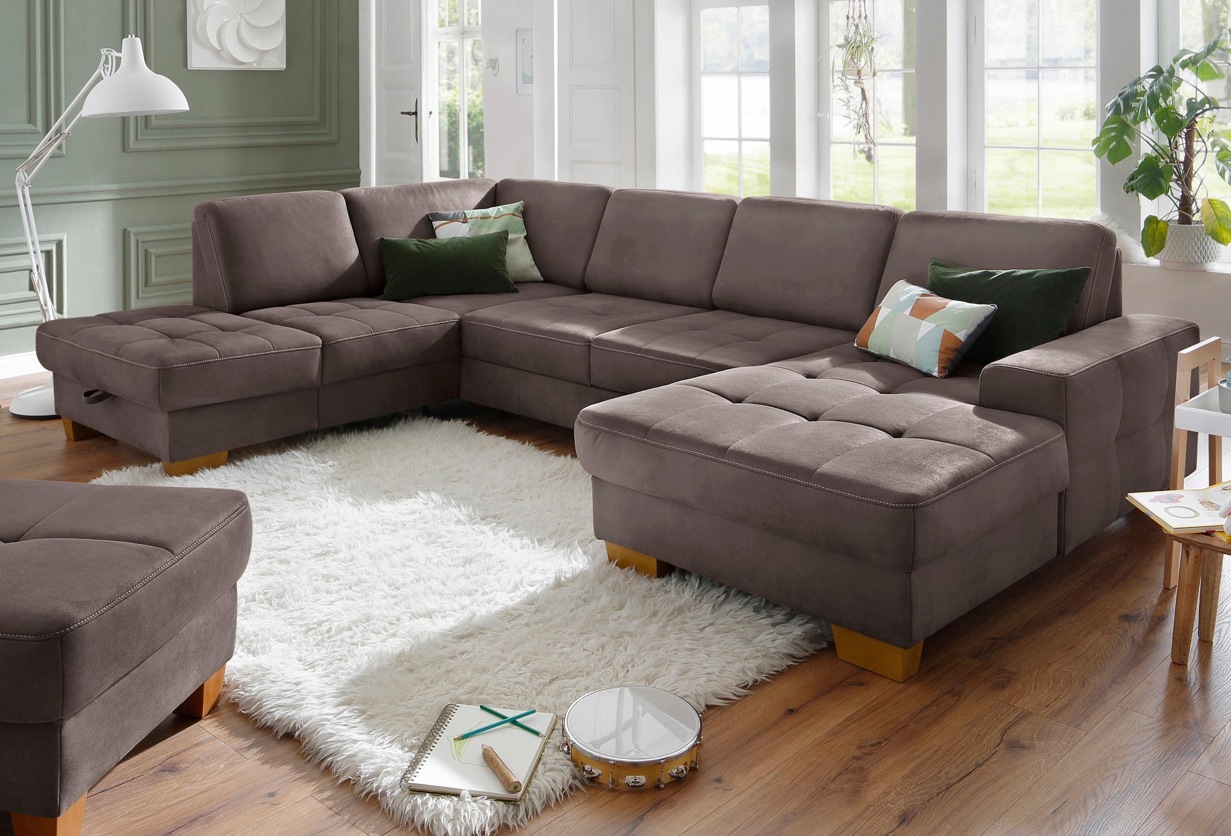 Home affaire Wohnlandschaft »Puccini U-Form« mit Federkern, Sitztiefenverst günstig online kaufen