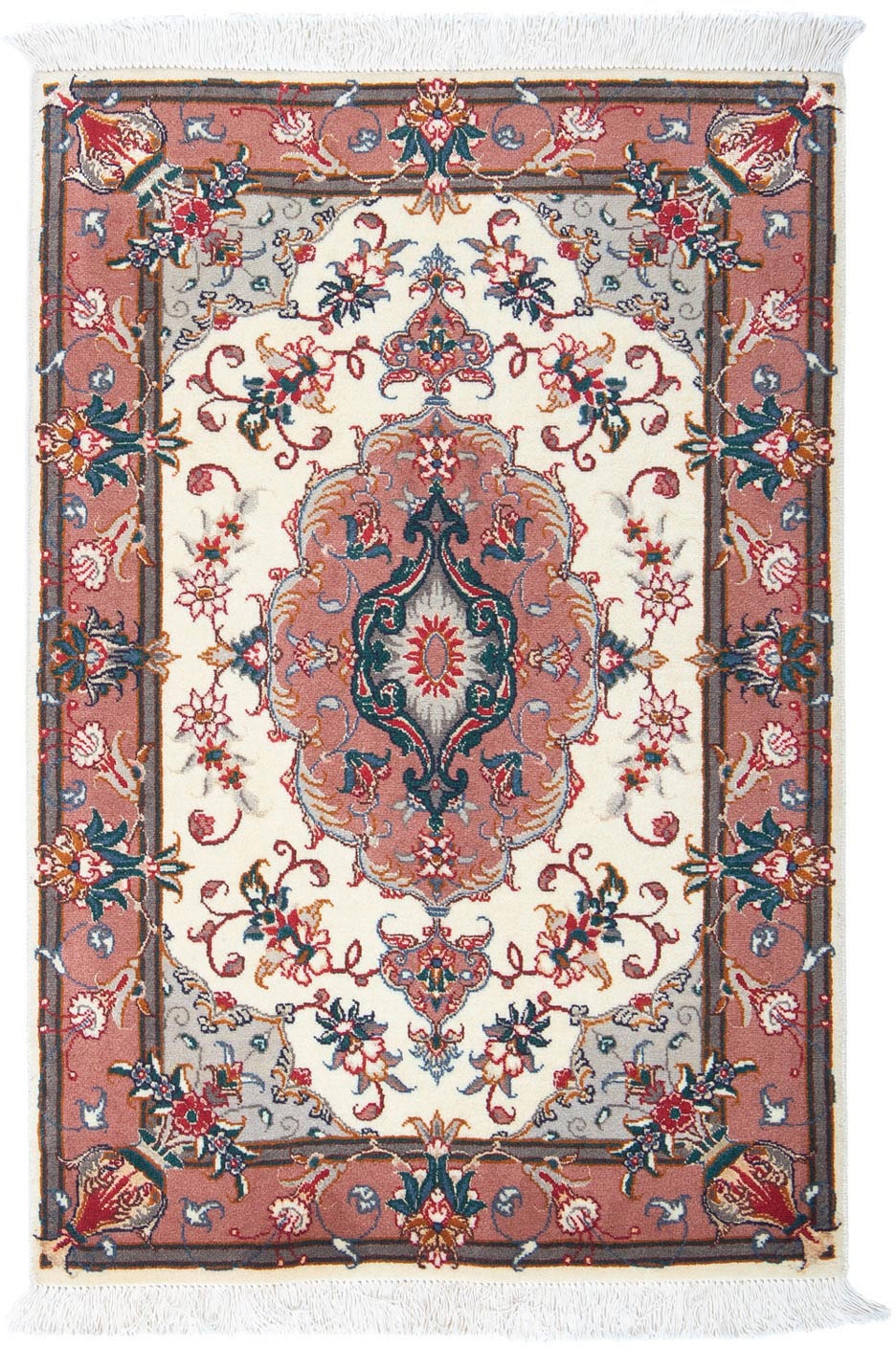 morgenland Wollteppich »Täbriz - 50 Raj Blumenmuster Beige 92 x 61 cm«, rec günstig online kaufen