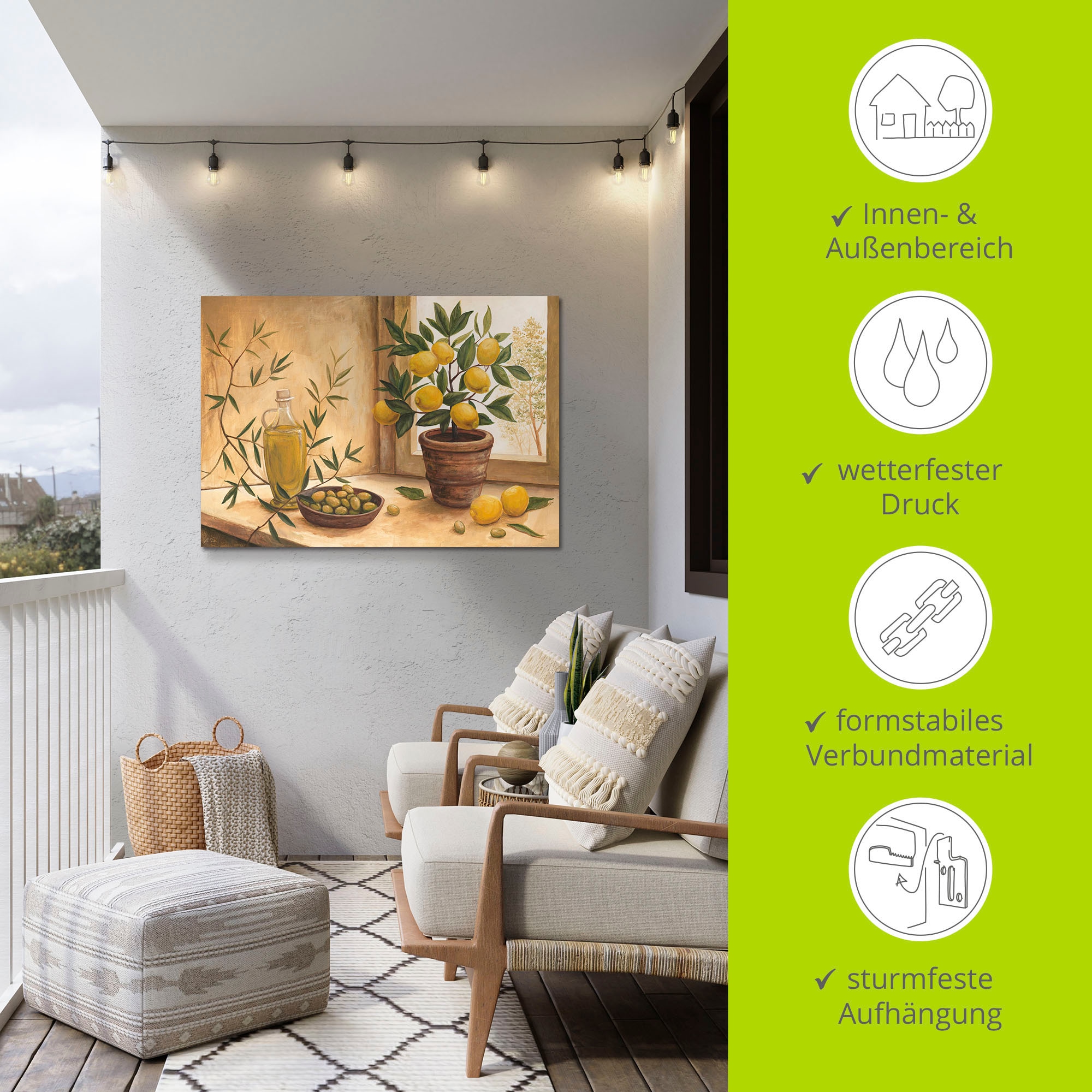 Artland Wandbild »Oliven und Zitronen«, Arrangements, (1 St.), als Alubild, Outdoorbild, Leinwandbild, Poster, Wandaufkleber