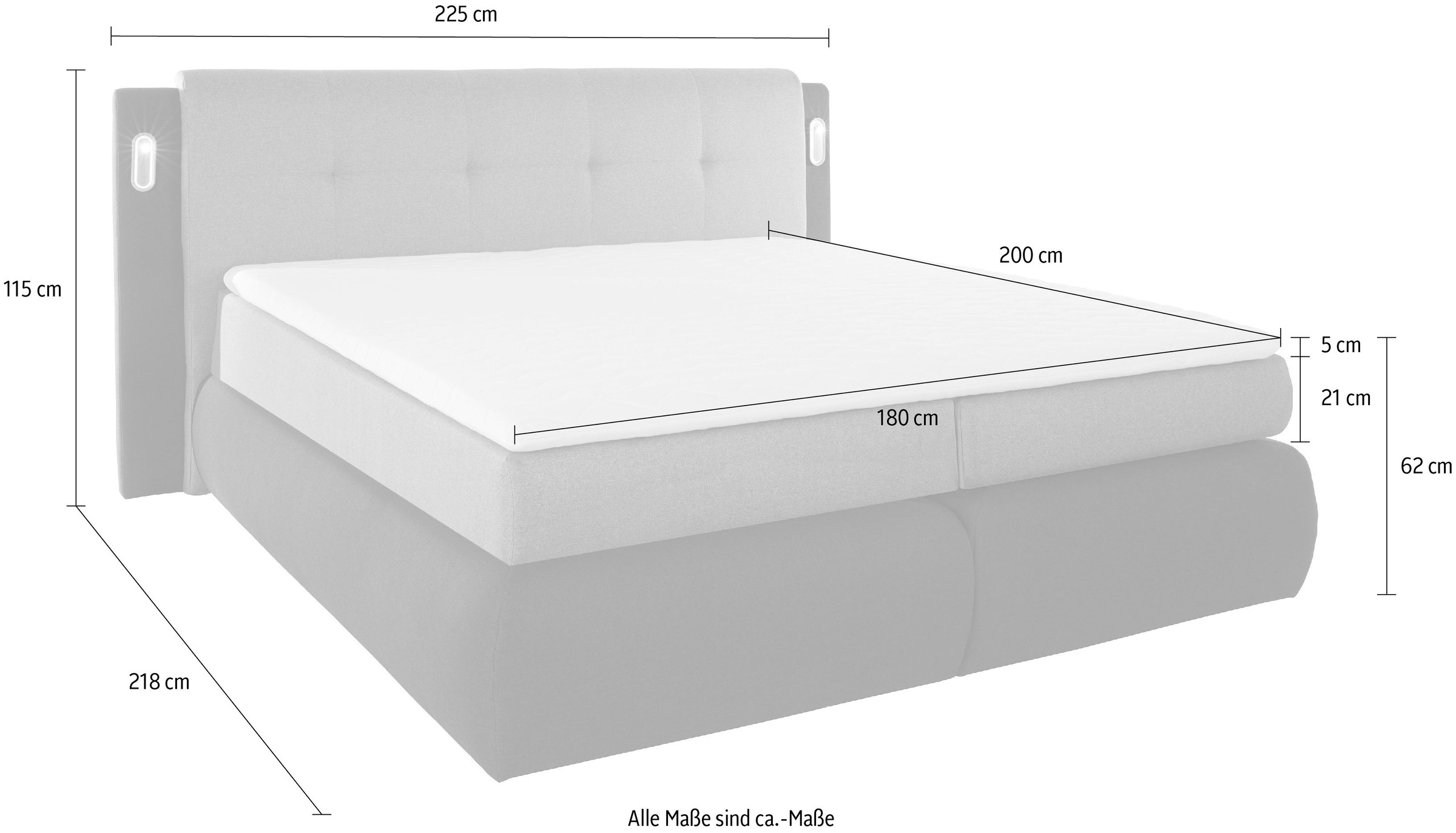 12. Bild von COLLECTION AB Boxspringbett »Borna«, inklusive Bettkasten, LED-Beleuchtung und Topper