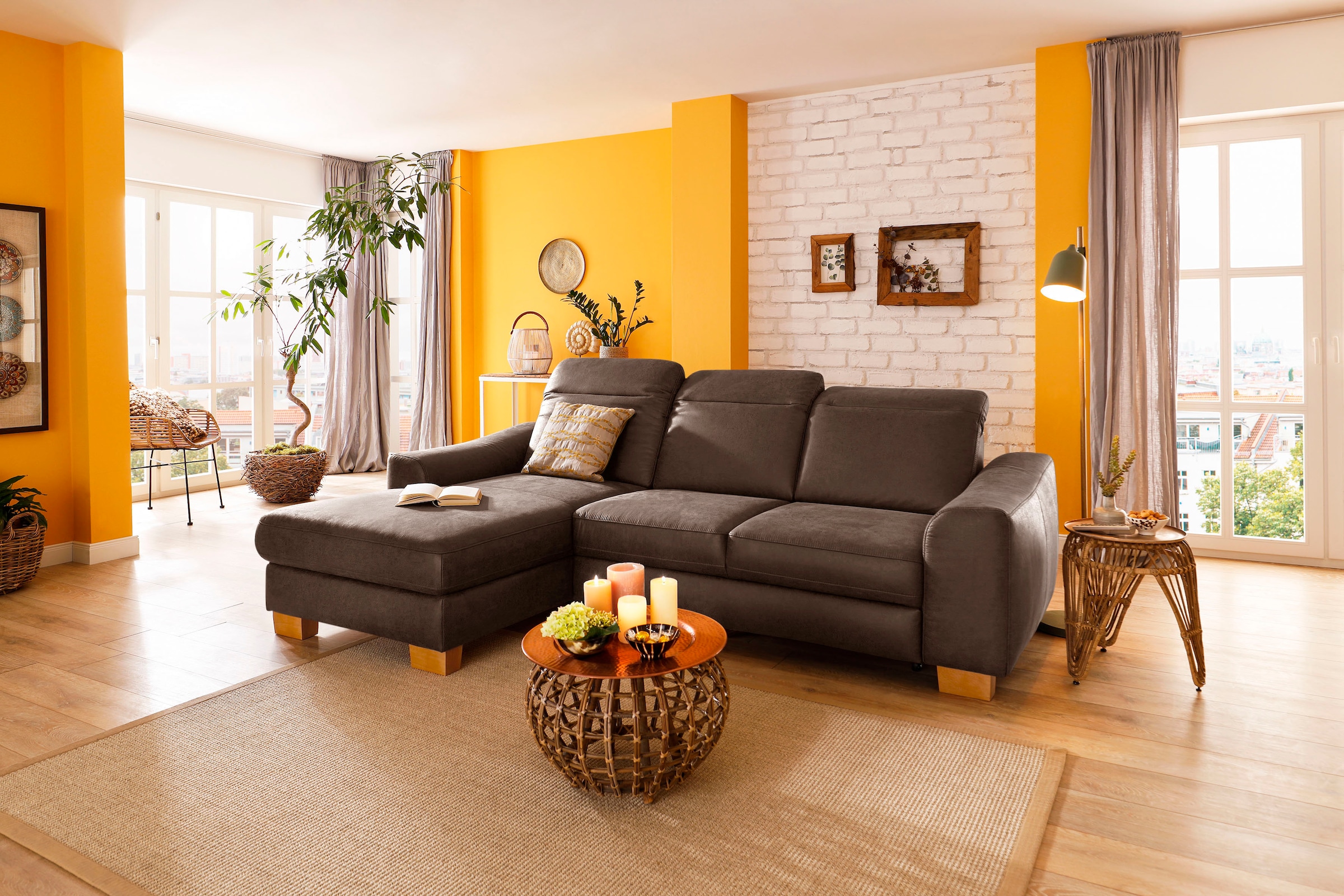 Home affaire Ecksofa »Dundee L-Form« wahlweise mit Kopfteilverstellung und günstig online kaufen