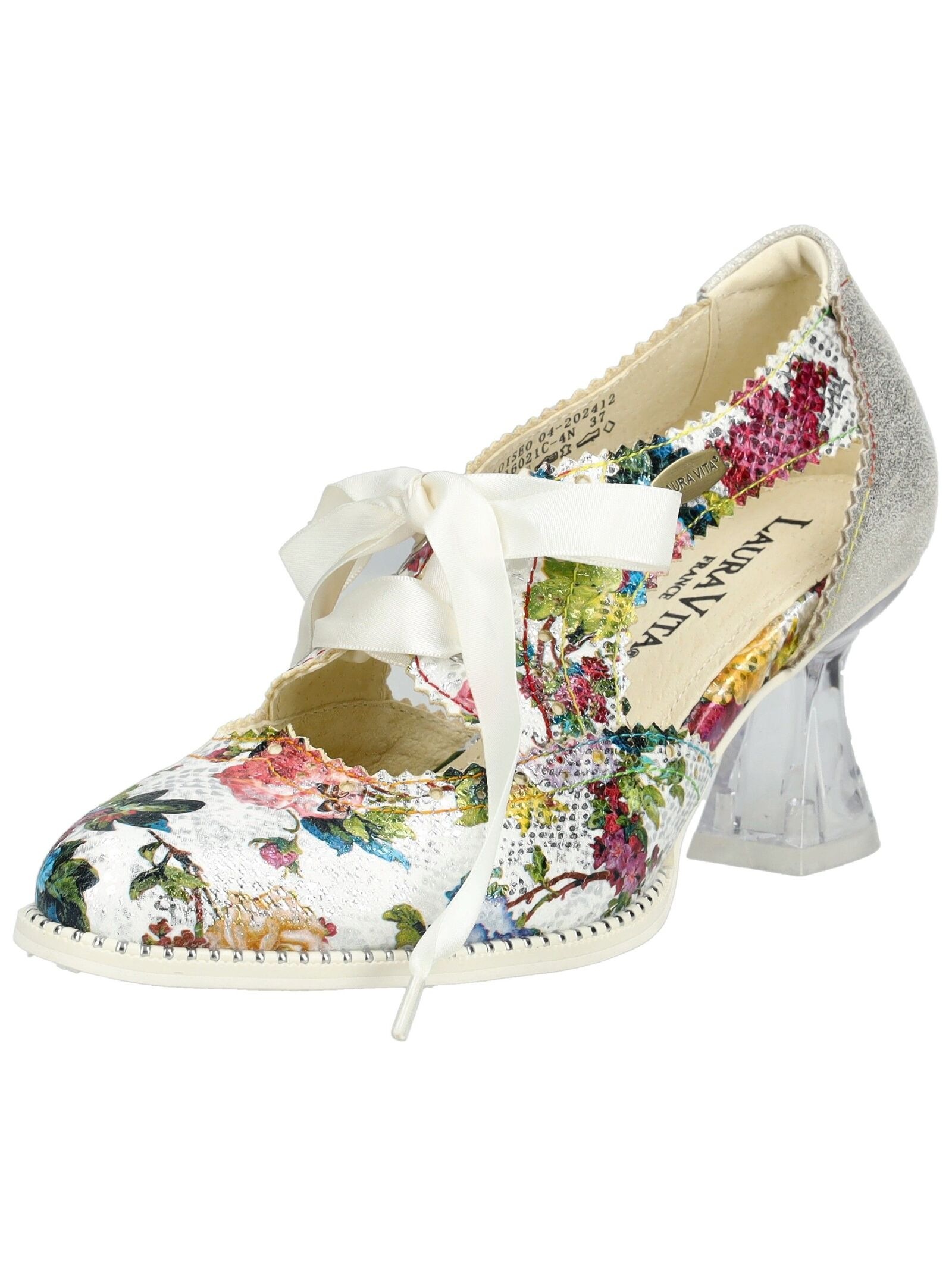 LAURA VITA Schnürpumps »Pumps Leder/Textil« Weiß 40 40 Verschluss: Schnürung