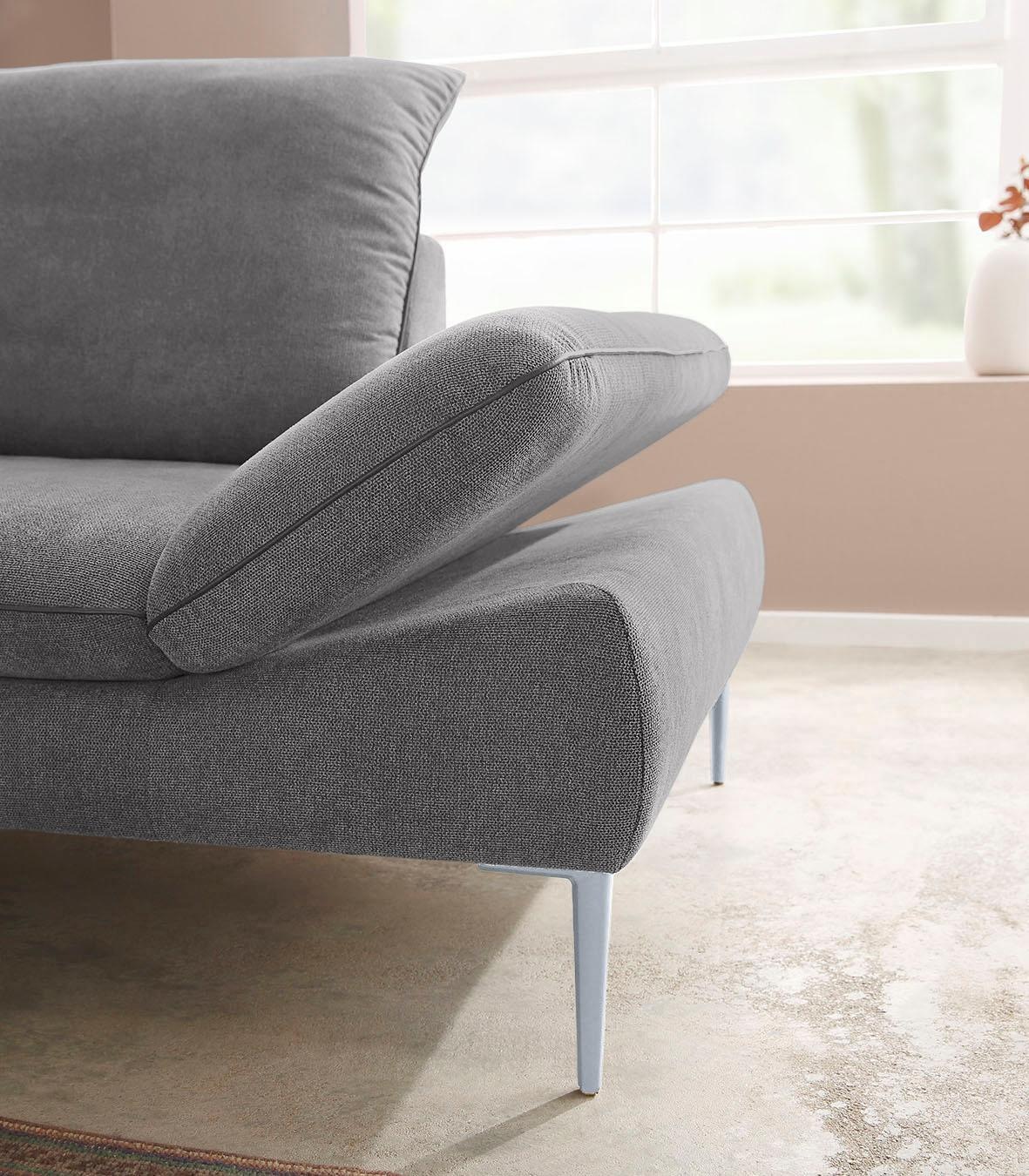 W.SCHILLIG Ecksofa »enjoy&MORE, mit tollem Sitzkomfort, elegant und bequem, L-Form«, mit Sitztiefenverstellung, Füße silber matt, Breite 294 cm
