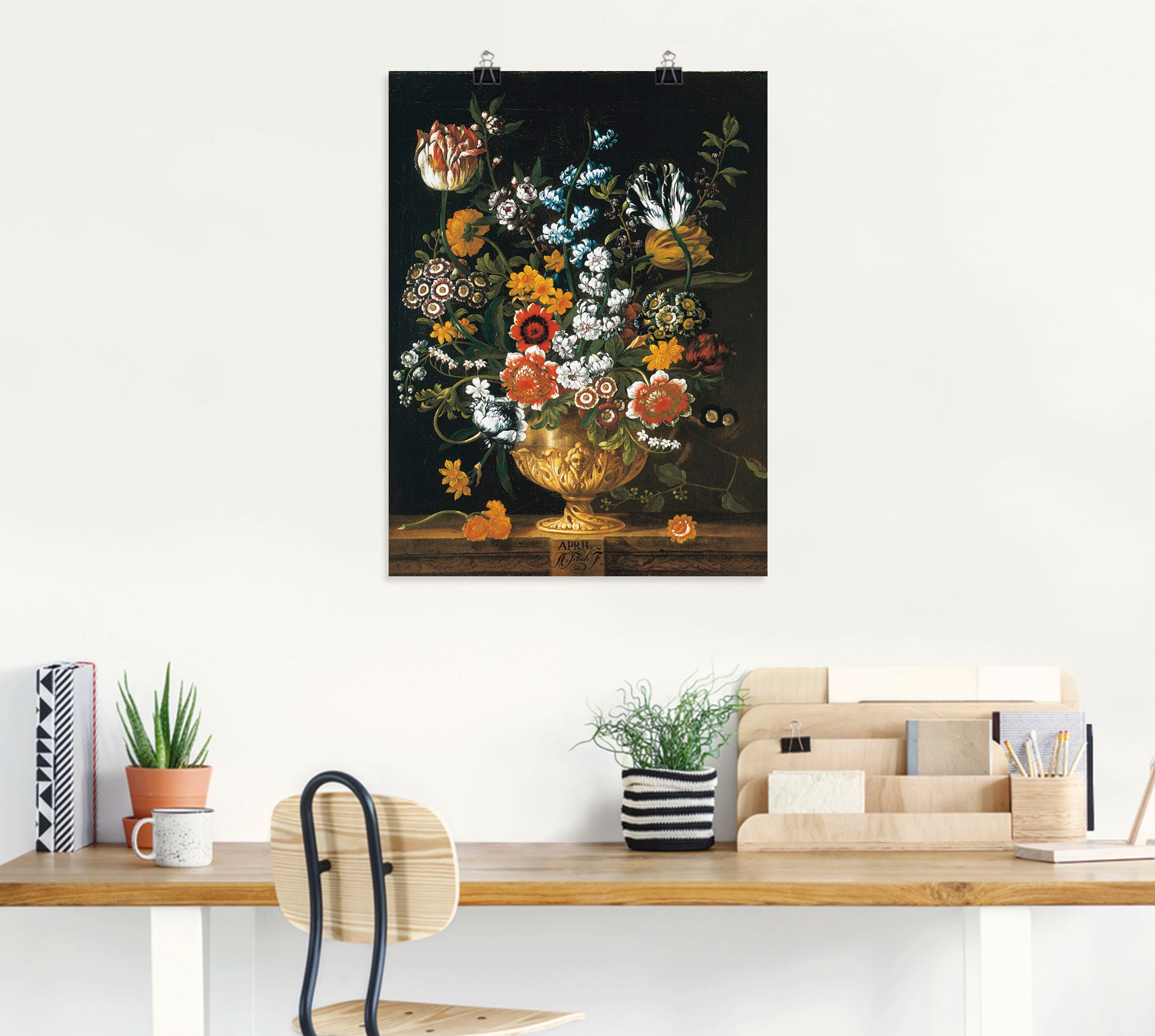 Artland Kunstdruck »Zwölf Monate. Floraler Kalender April«, Arrangements, (1 St.), als Leinwandbild, Wandaufkleber oder Poster in versch. Größen
