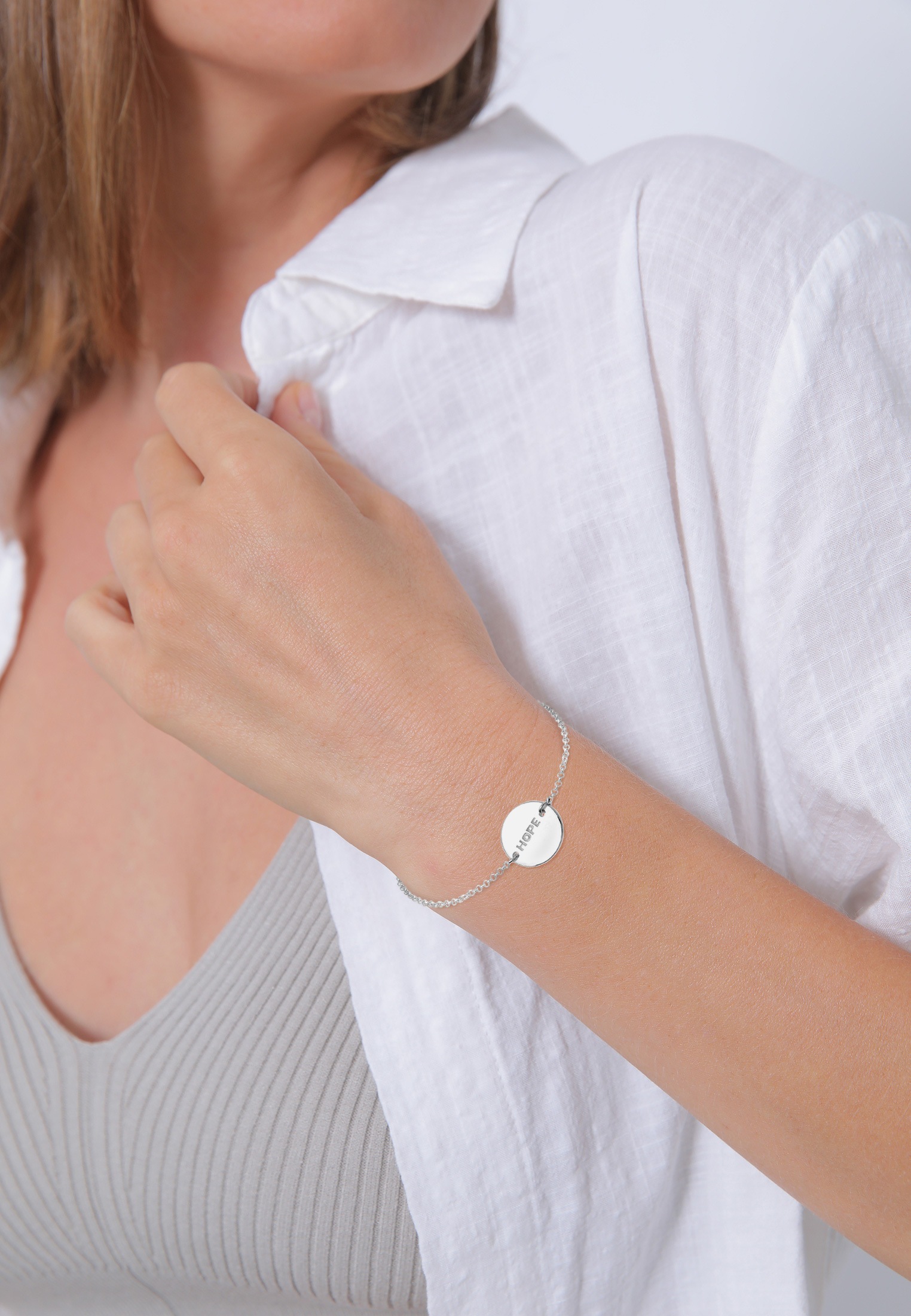 Elli Armband »Hope-Schriftzug 925 Sterling Silber vergoldet«