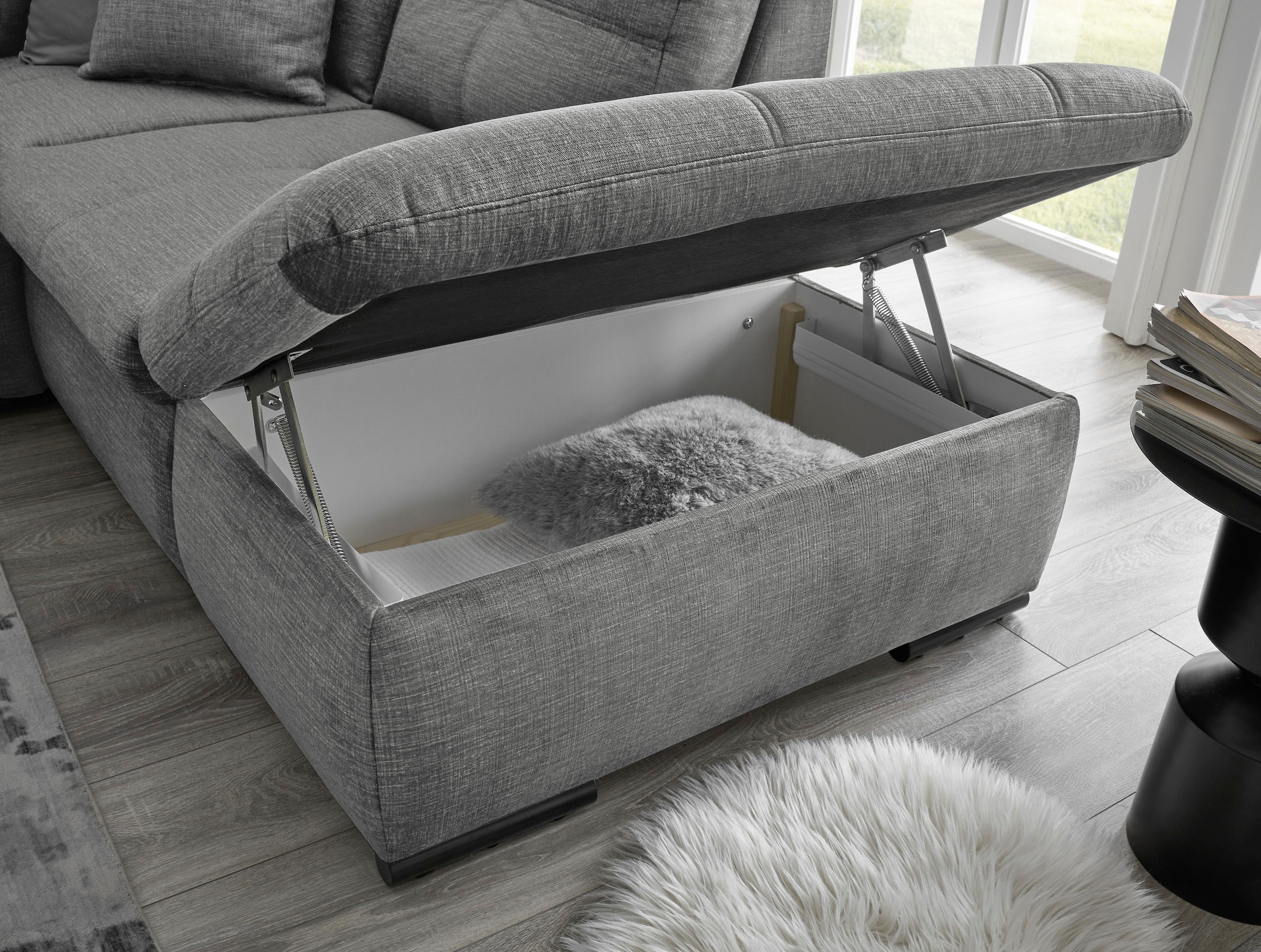 ED EXCITING DESIGN Ecksofa »Alija L-Form« mit Bettfunktion, Bettkasten, Armteilverstellung & Kopfstützen