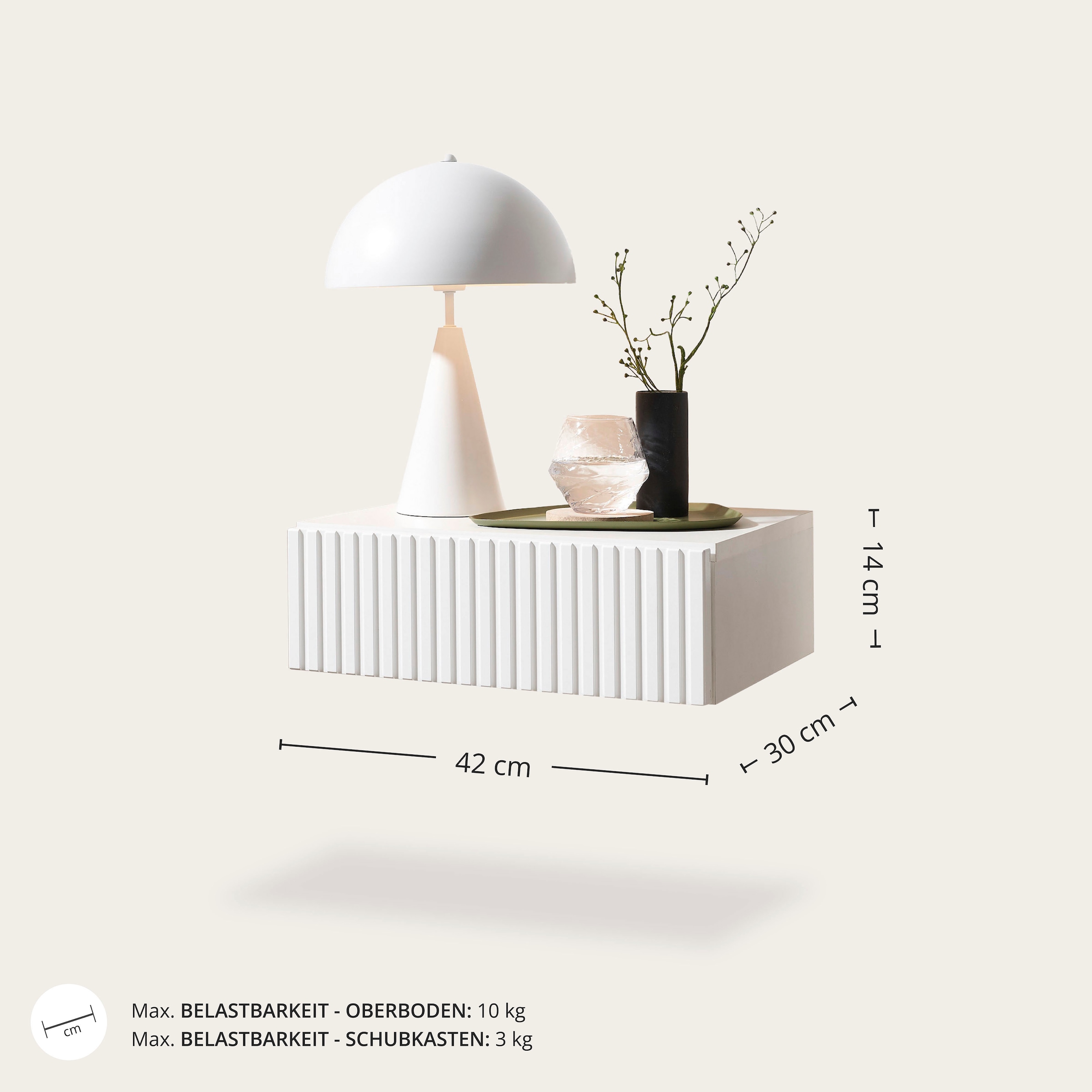 Schlafkontor Nachtkommode »Taboni Nachttisch, Nachtkonsole mit Push-to-open« Wandmontage