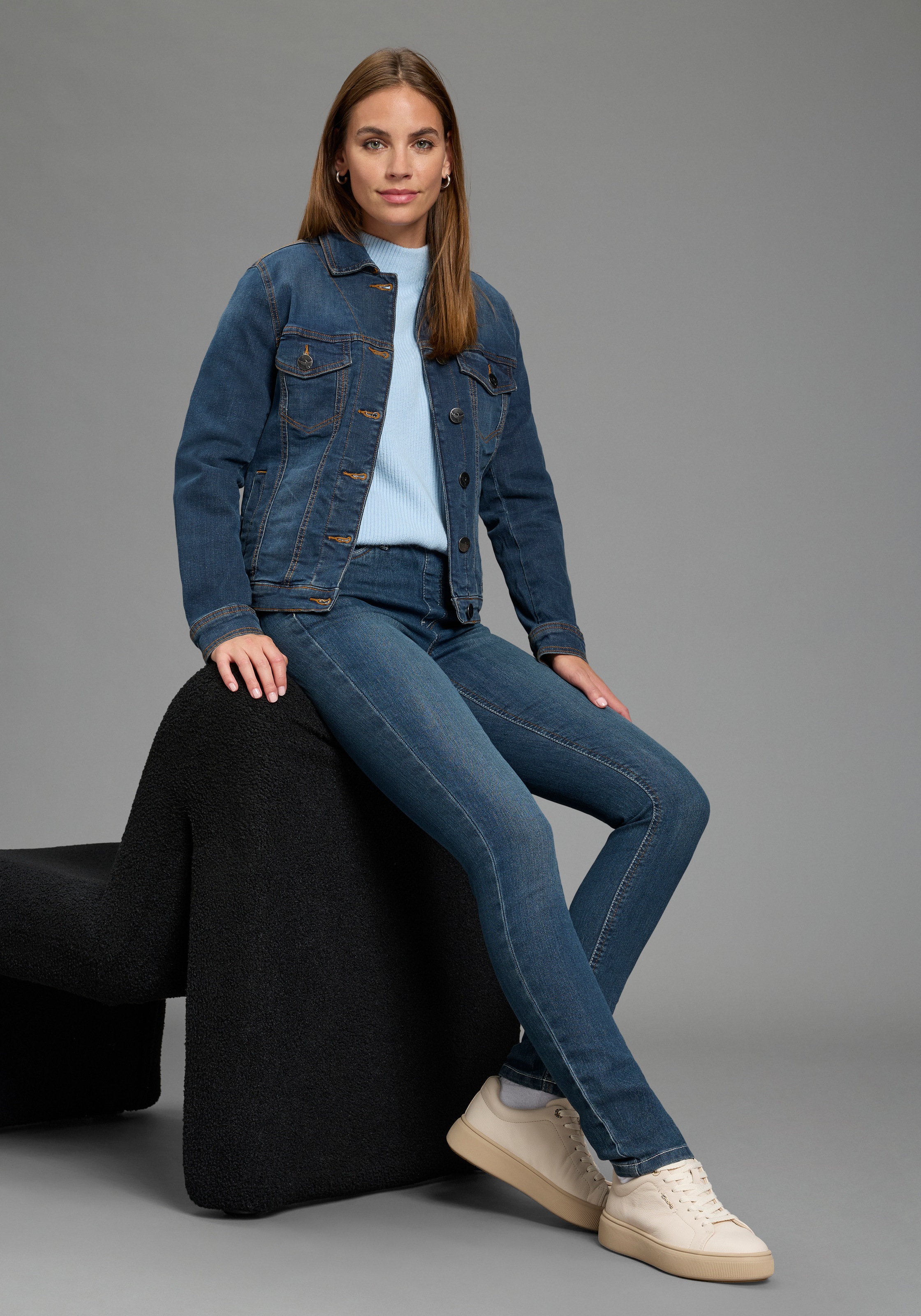 Arizona Jeansjeggings Packung, 2er-Pack,  enge Passform,  Röhrenjeans,  Used-Look-Waschung,  hohe Leibhöhe