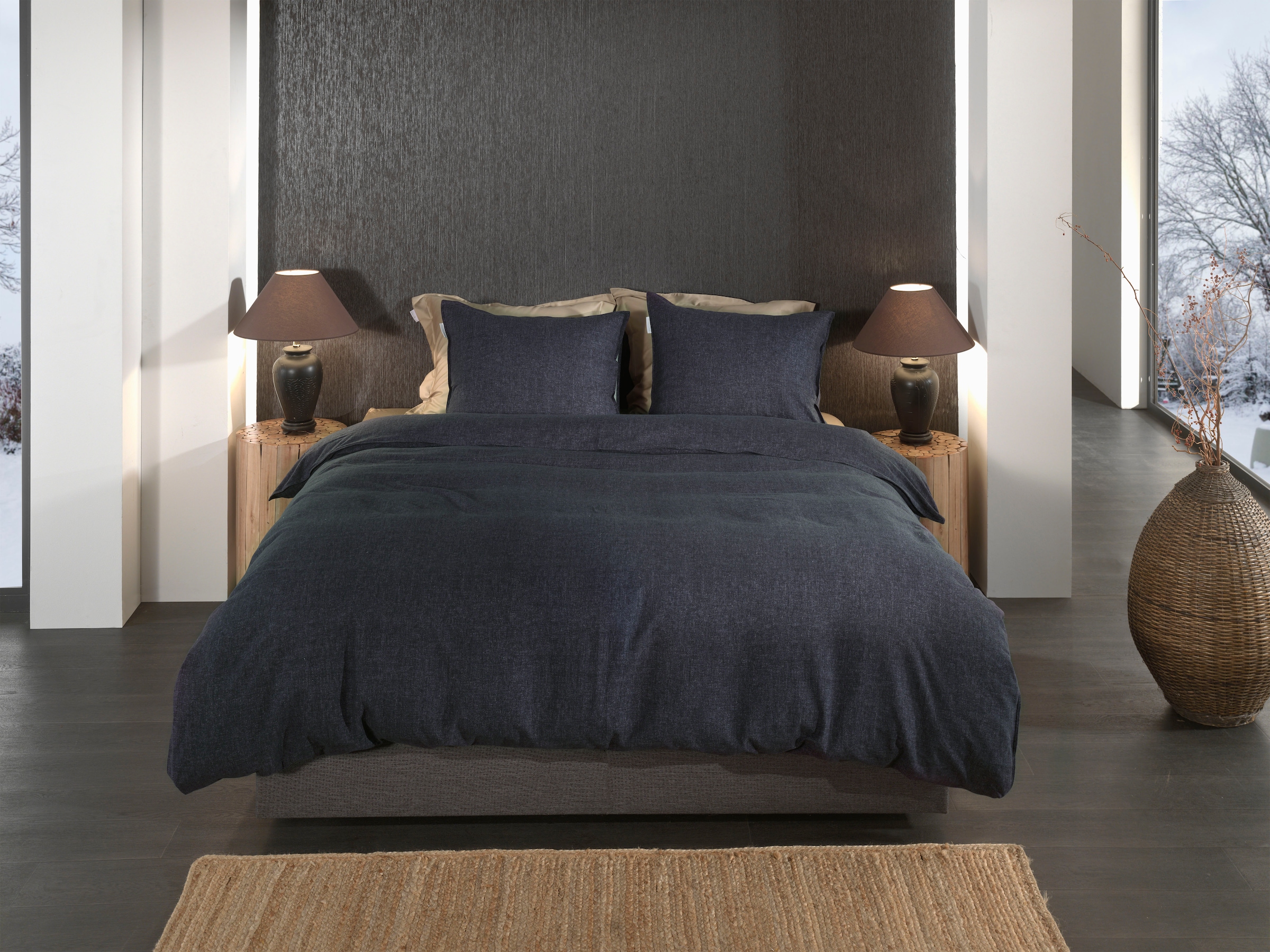 Heckett & Lane Bettwäsche »Franela« 2 Stk. tlg. Uni Design, hochwertiges Fl günstig online kaufen