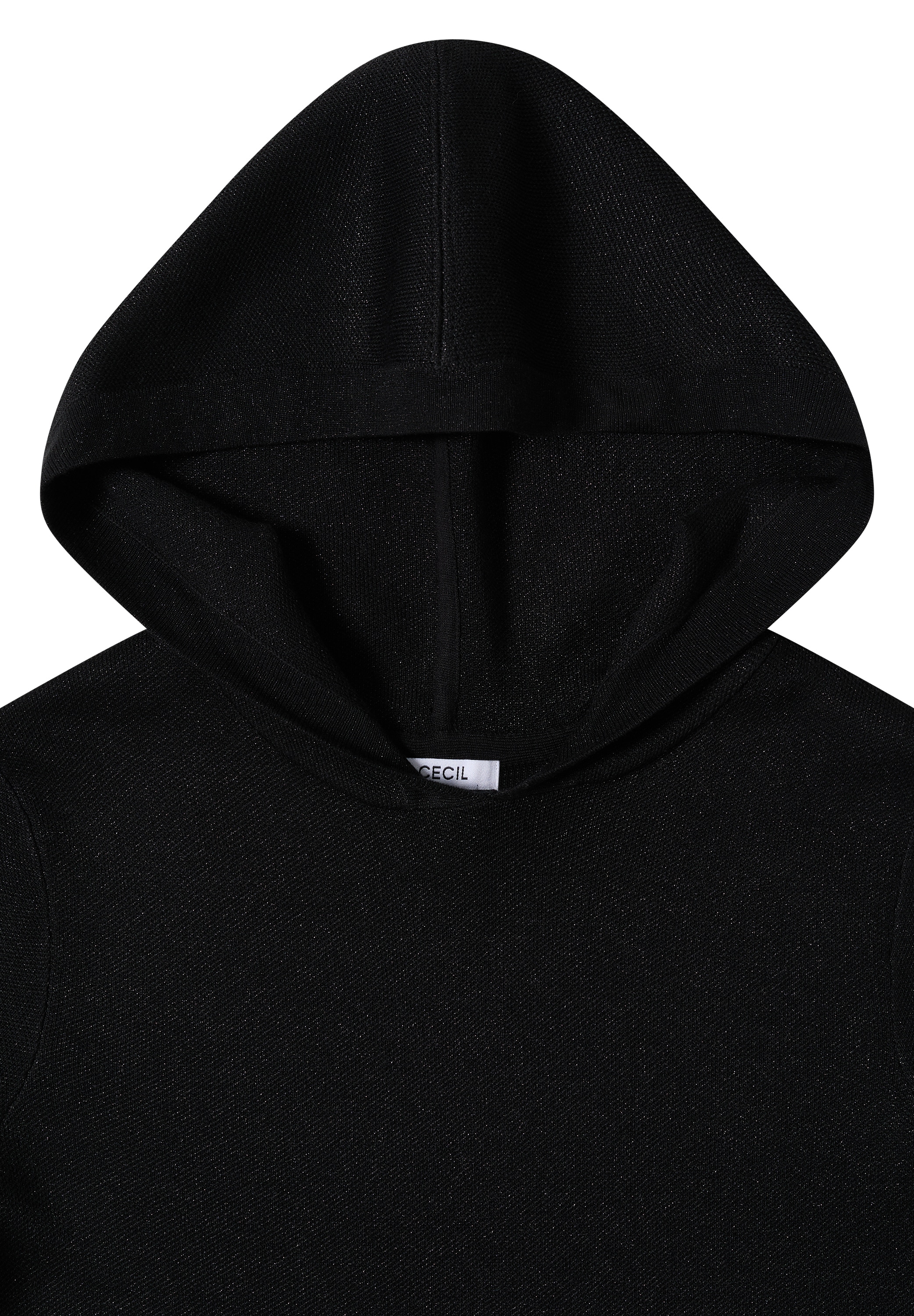 Cecil Strickkleid Ohne Taschen Glitzerkleid - Langarm mit Gallonstreifen und Kapuze