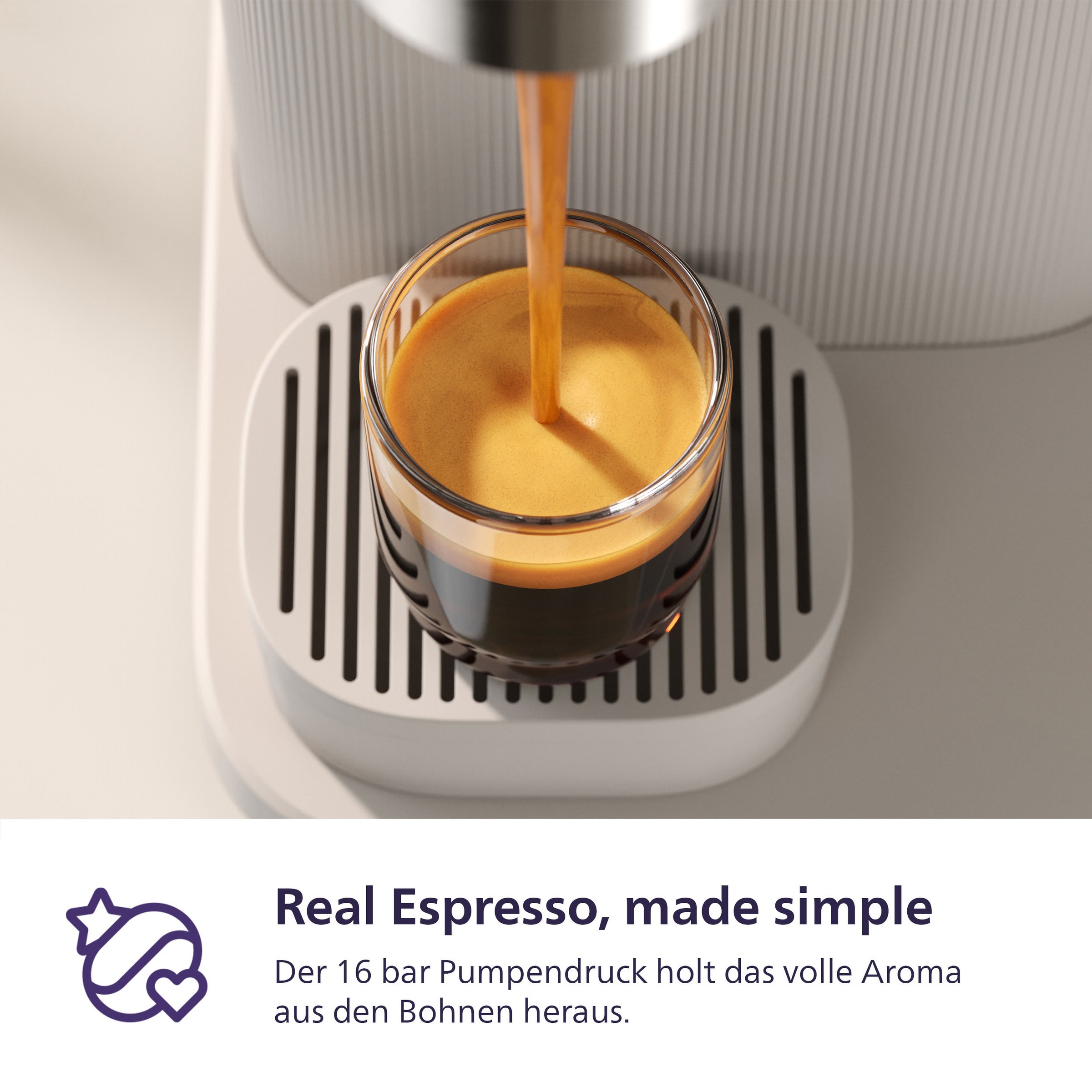 PHILIPS baristina Espressomaschine »BAR308/00 mit Mahlwerk für ganze Bohnen, Milchaufschäumer inkl.« 16 bar Pumpendruck, Naturweiß​